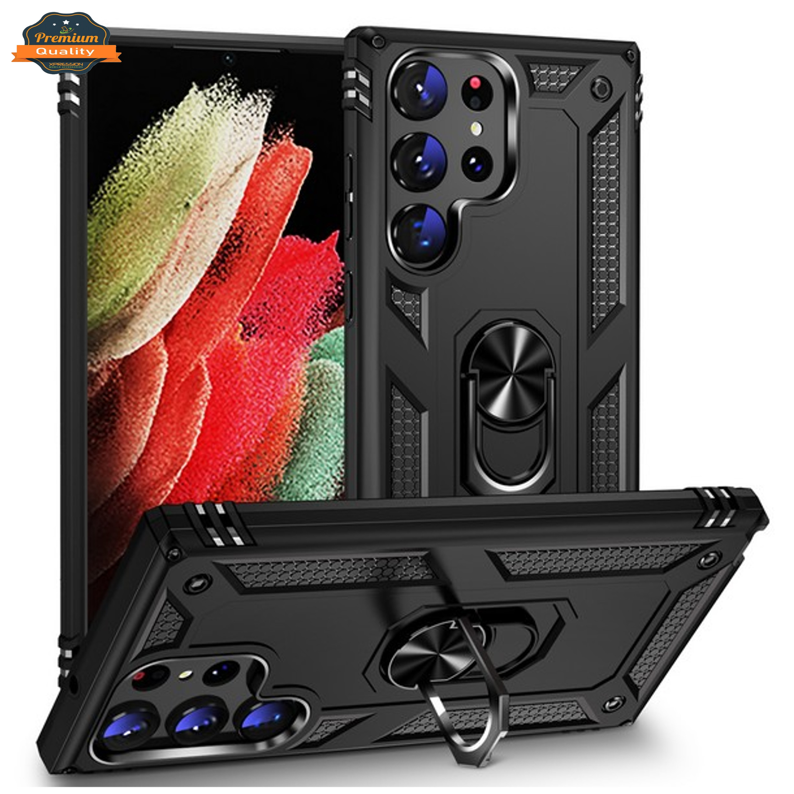 For Samsung Galaxy S25 Ultra Shockproof Ring Stand 2in1 Hybrid Case Cover