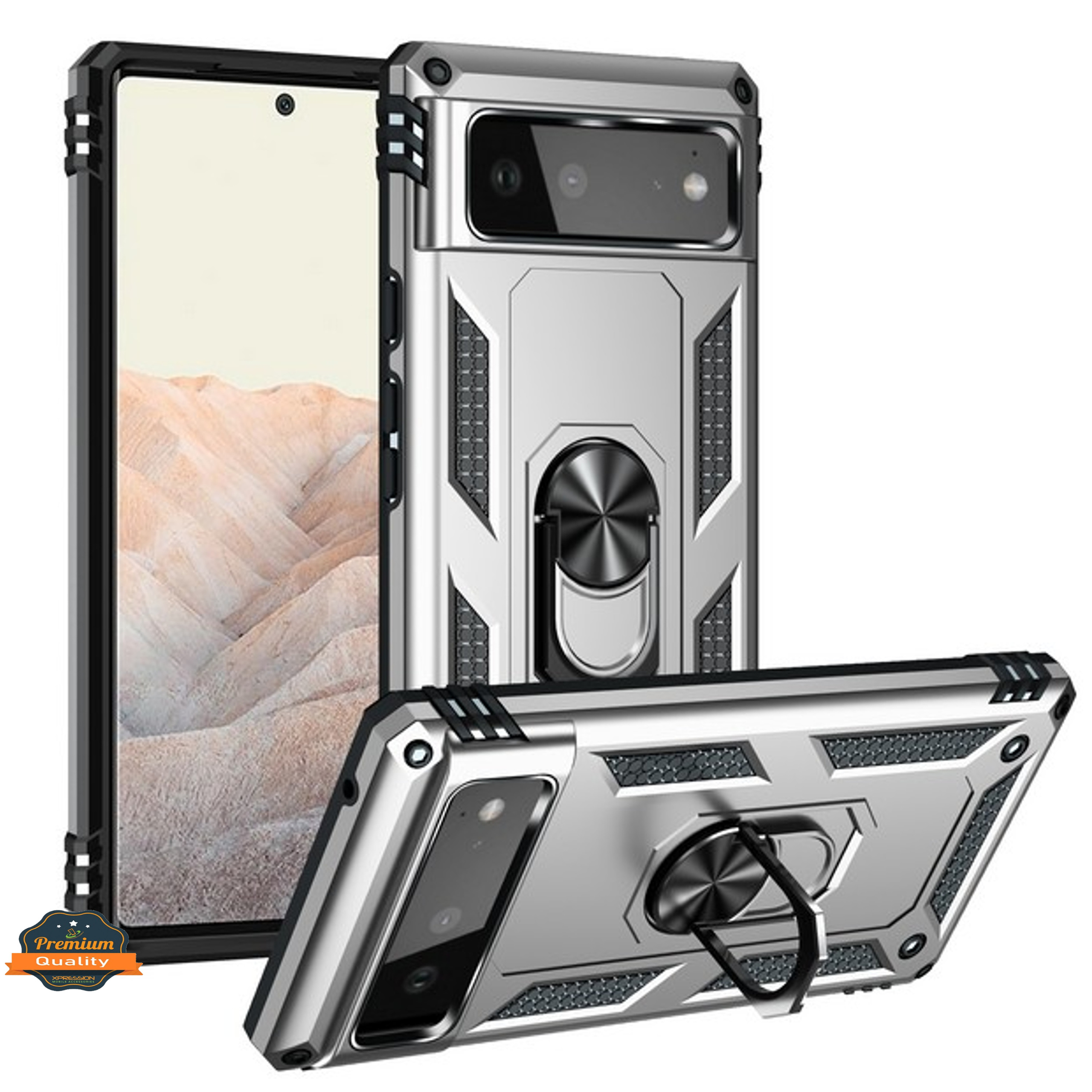 For Google Pixel 7 Hybrid Dual Layer TPU with Ring Stand Armor Shell Case Cover - Picture 57 of 64