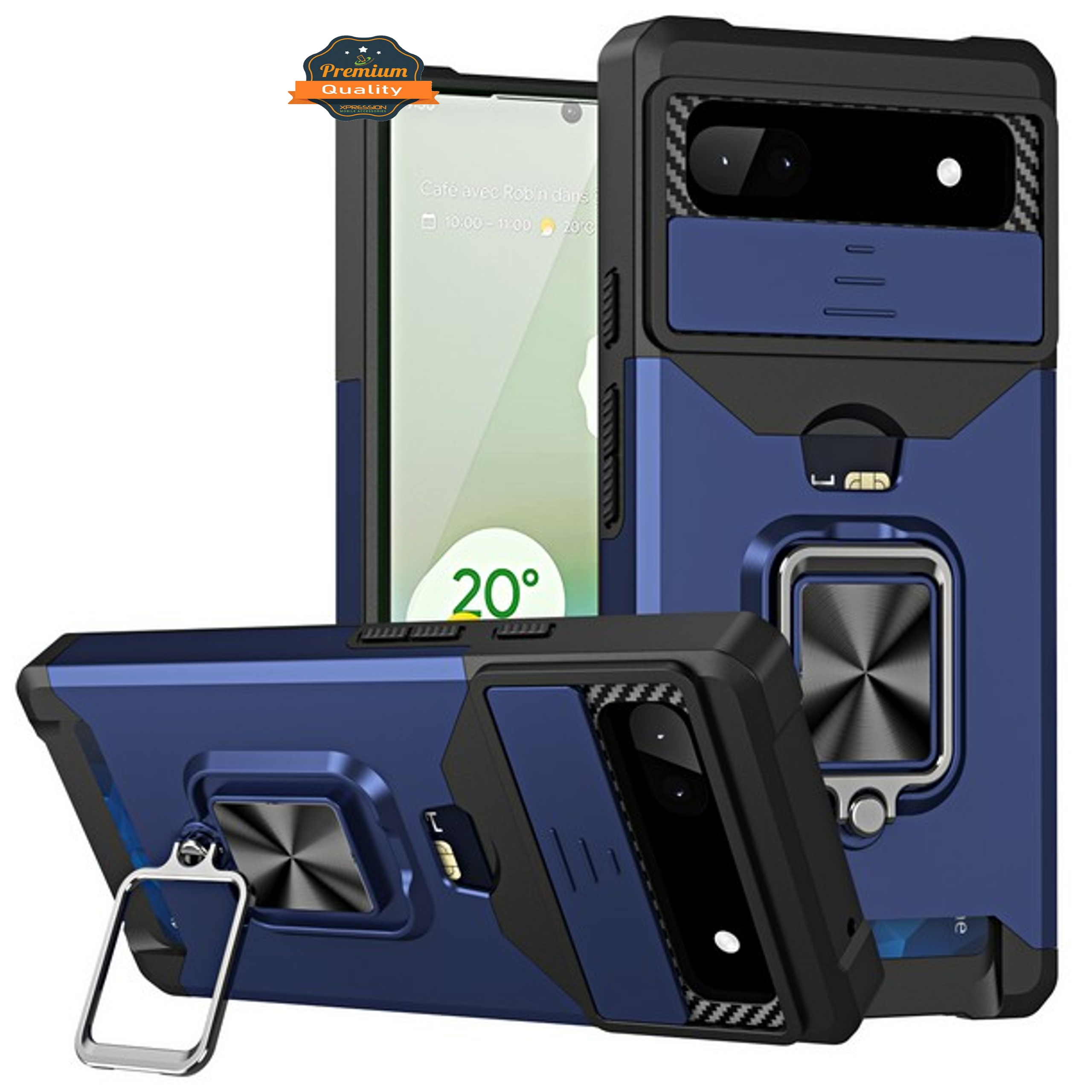 For Google Pixel 7 Wallet Case with Slide Camera Cover Card Slot & Ring Stand - Picture 22 of 51