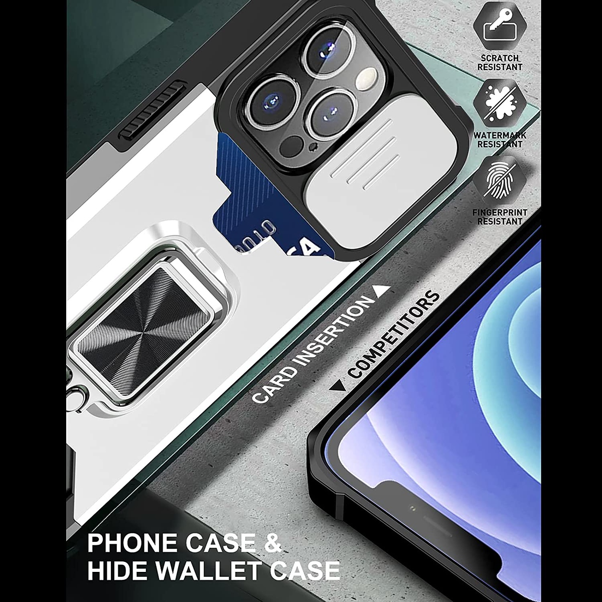 For Google Pixel 7 Wallet Case with Slide Camera Cover Card Slot & Ring Stand - Picture 45 of 51