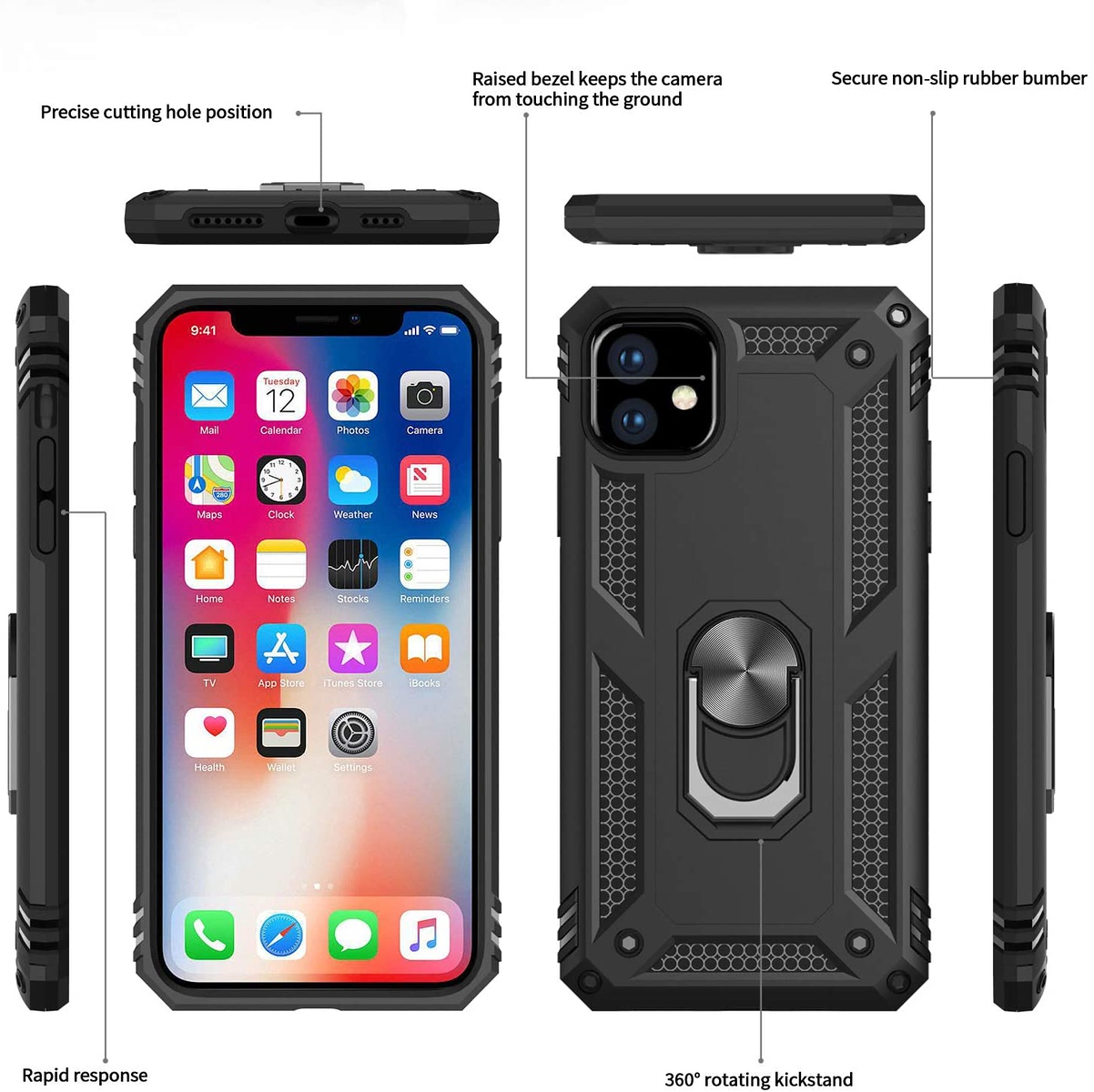 For Google Pixel 7 Pro Hybrid Dual Layer TPU Ring Stand Armor Shell Case Cover - Picture 16 of 64