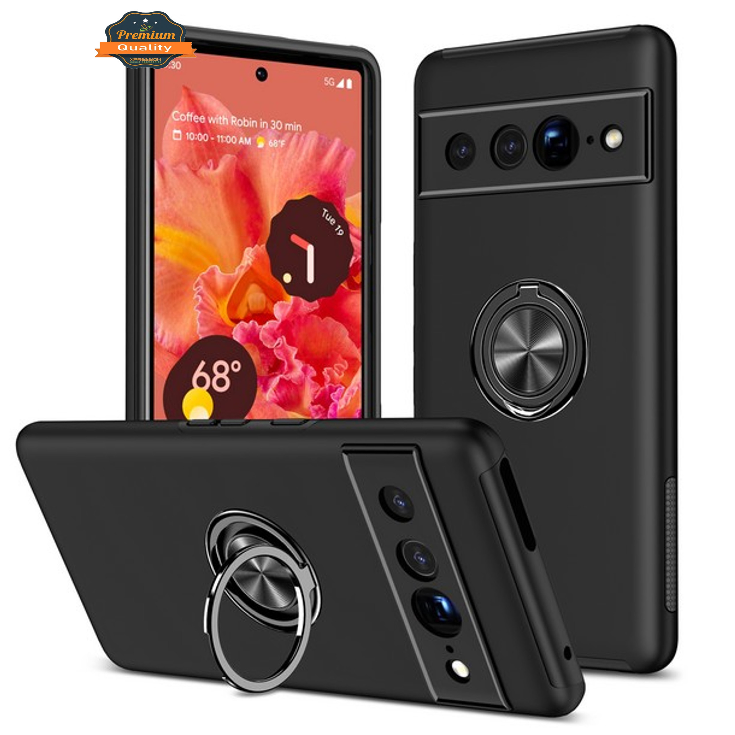 For Google Pixel 6A Hybrid w/ Flat Ring Stand 360° Stand Hard PC TPU Case Cover - Picture 10 of 57
