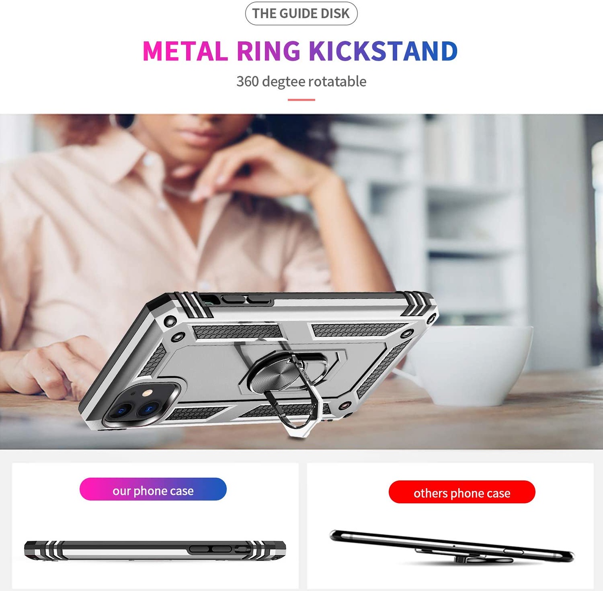 For Apple iPhone 11 (6.1") Shockproof Hybrid Dual Layer PC Ring Stand Case Cover - Bild 42 von 46