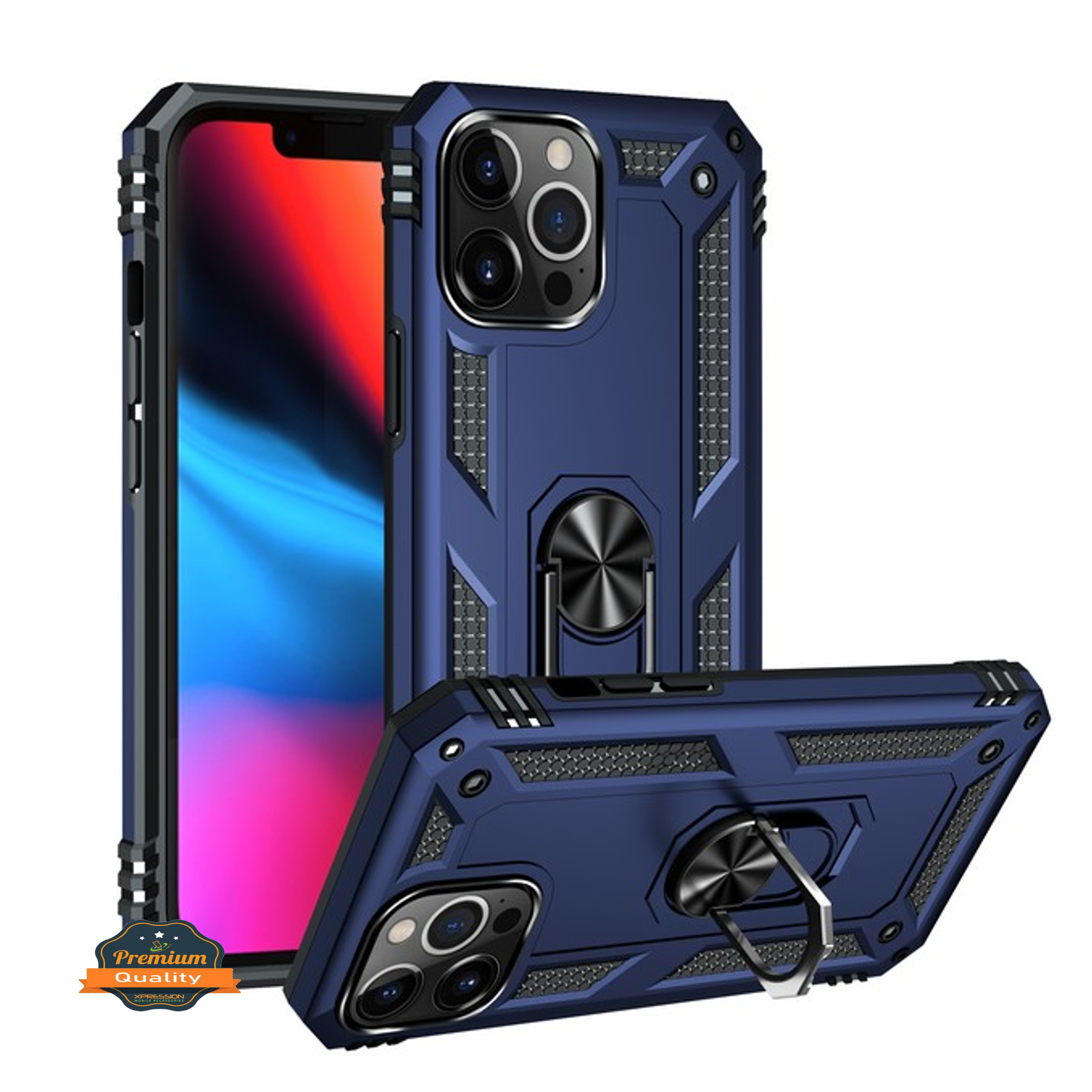 For Apple iPhone 14 Plus 6.7" Hybrid Dual Layer Ring Stand Heavy Duty Case Cover - Picture 19 of 63