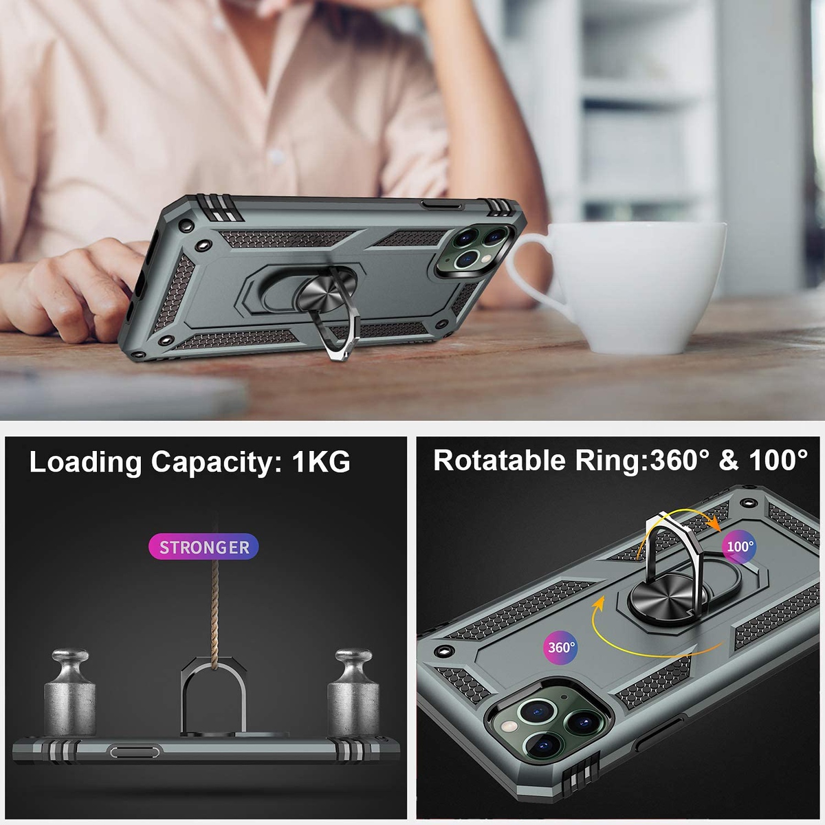 For Apple iPhone 14 Plus 6.7" Hybrid Dual Layer Ring Stand Heavy Duty Case Cover - Picture 33 of 63