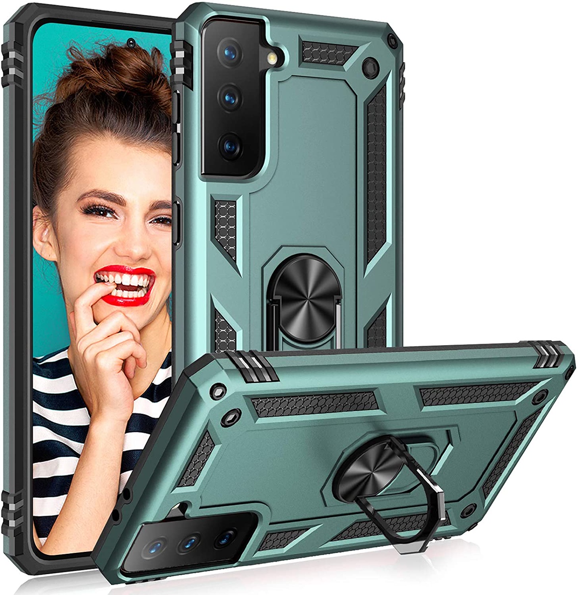For Apple iPhone 14 Plus 6.7" Hybrid Dual Layer Ring Stand Heavy Duty Case Cover - Picture 34 of 63