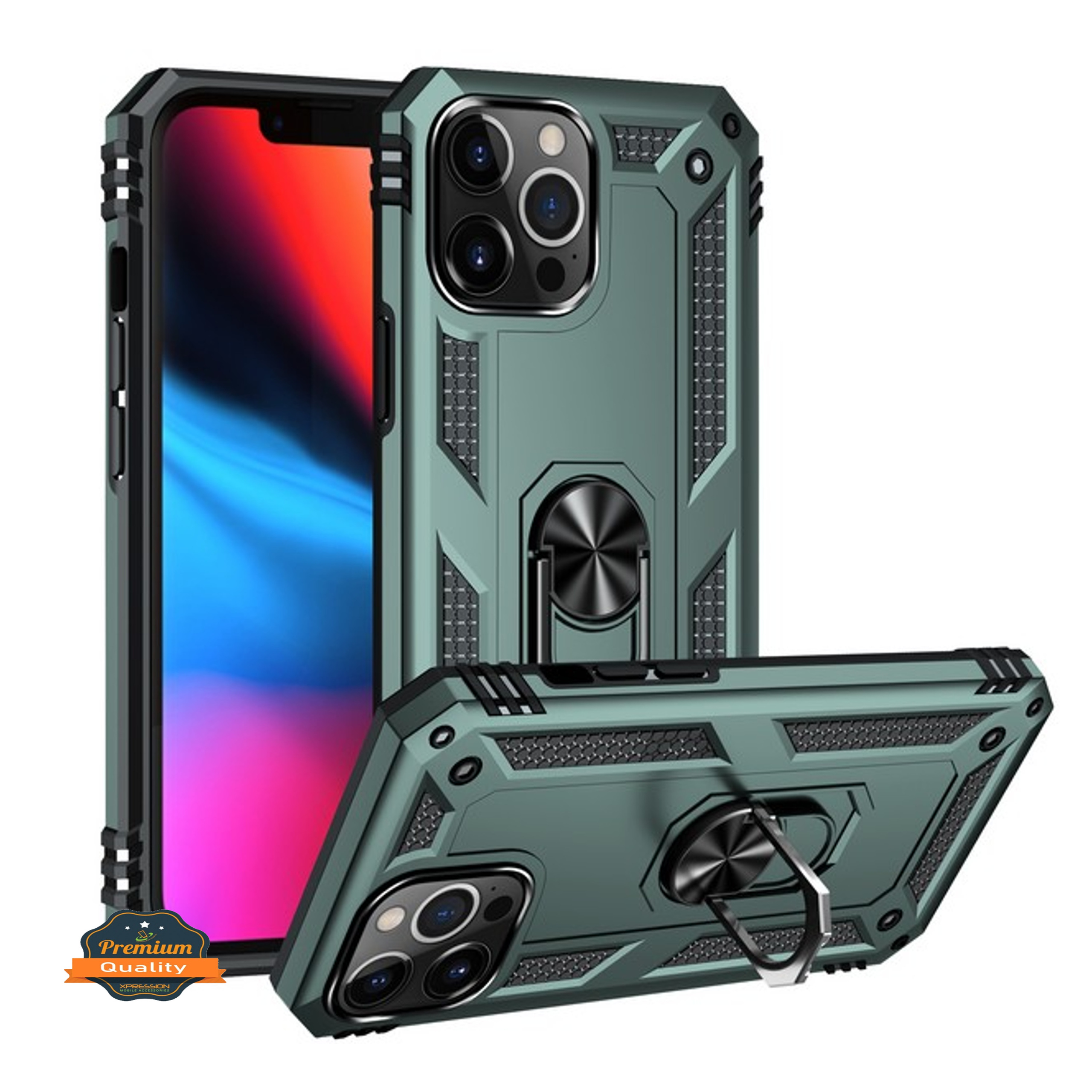 For Apple iPhone 14 Plus 6.7" Hybrid Dual Layer Ring Stand Heavy Duty Case Cover - Picture 28 of 63