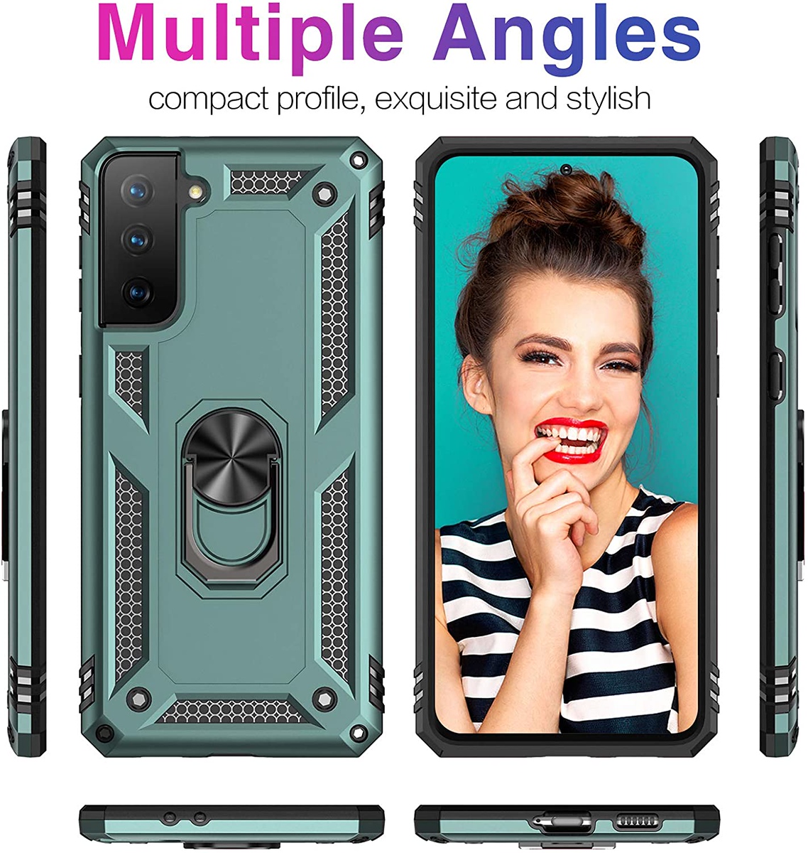 For Apple iPhone 14 Plus 6.7" Hybrid Dual Layer Ring Stand Heavy Duty Case Cover - Picture 35 of 63