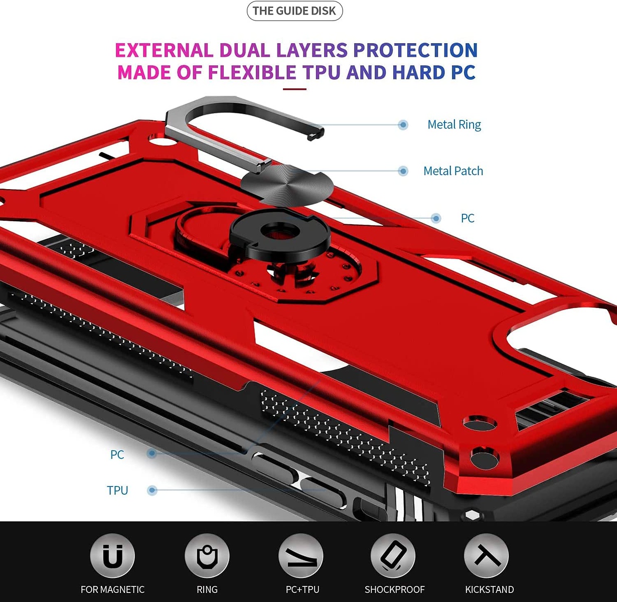 For Apple iPhone 14 Plus 6.7" Hybrid Dual Layer Ring Stand Heavy Duty Case Cover - Picture 43 of 63