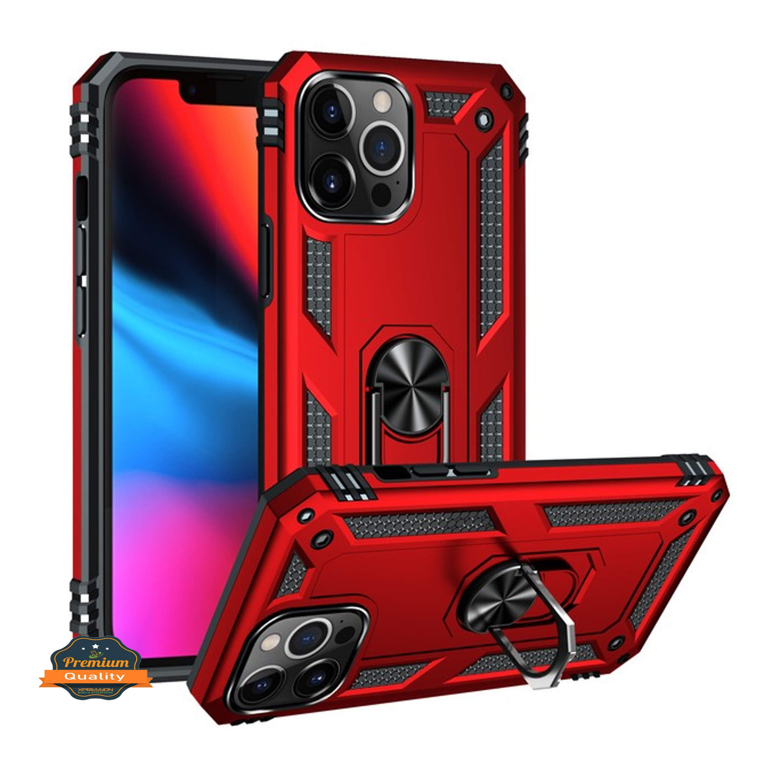 For Apple iPhone 14 Plus 6.7" Hybrid Dual Layer Ring Stand Heavy Duty Case Cover - Picture 37 of 63