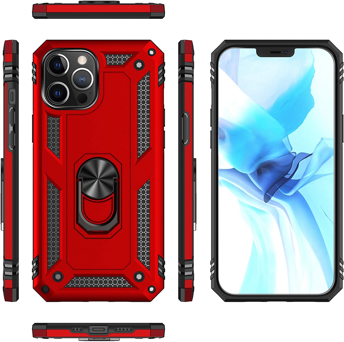For Apple iPhone 14 Plus 6.7" Hybrid Dual Layer Ring Stand Heavy Duty Case Cover - Picture 46 of 63