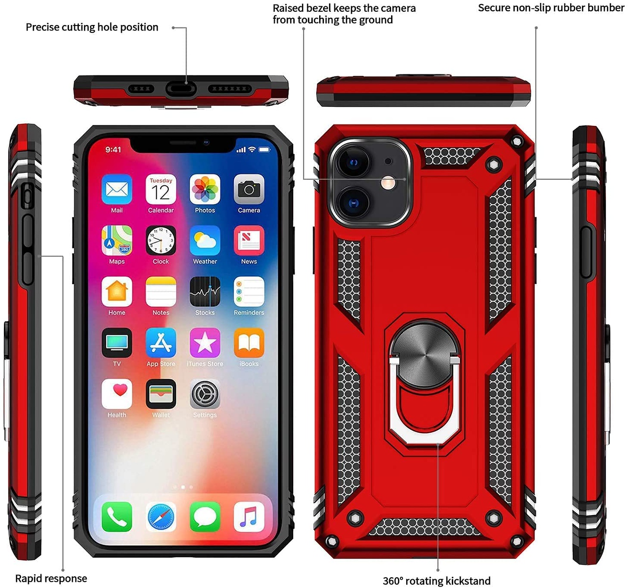 For Apple iPhone 14 Plus 6.7" Hybrid Dual Layer Ring Stand Heavy Duty Case Cover - Picture 41 of 63