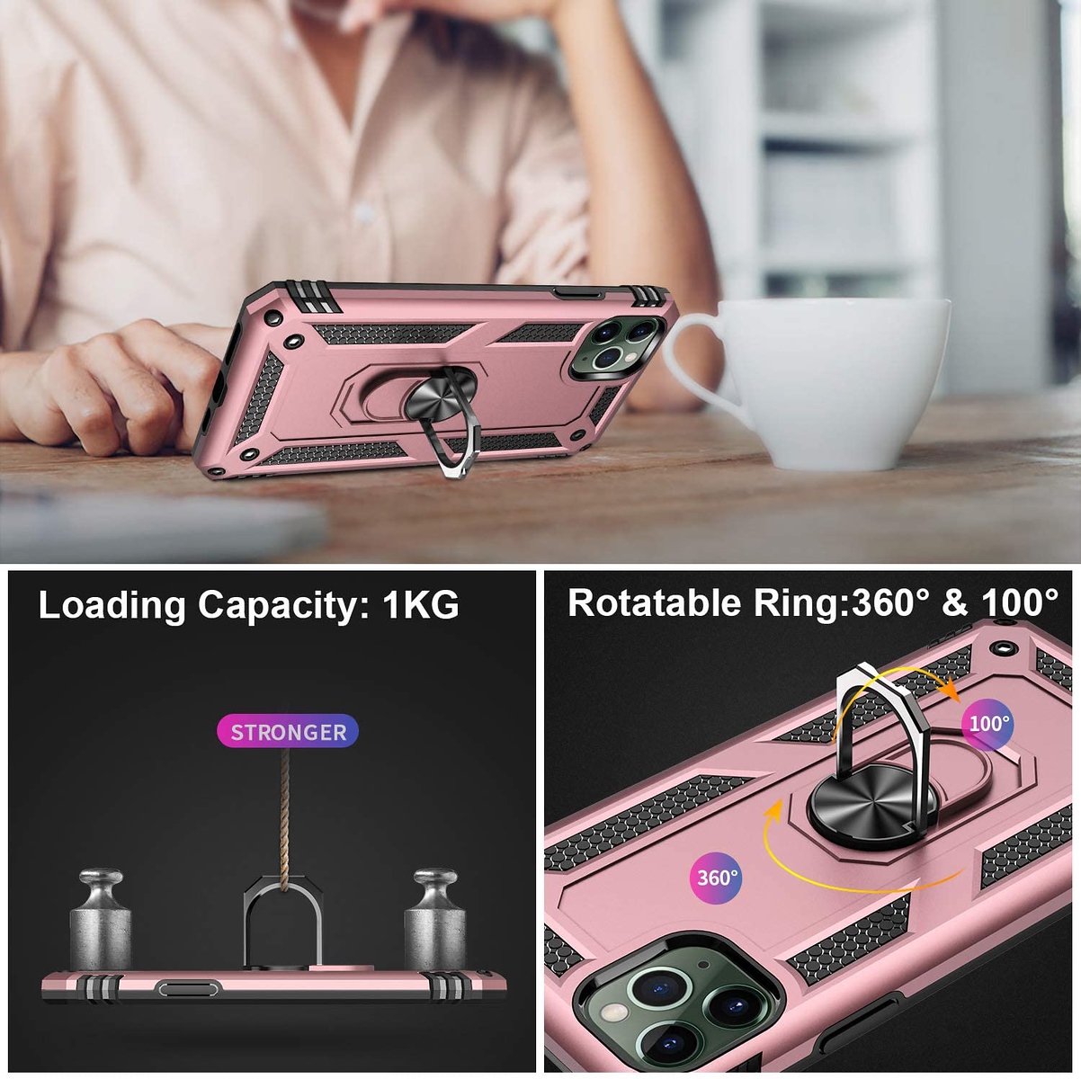 For Apple iPhone 14 Plus 6.7" Hybrid Dual Layer Ring Stand Heavy Duty Case Cover - Picture 52 of 63