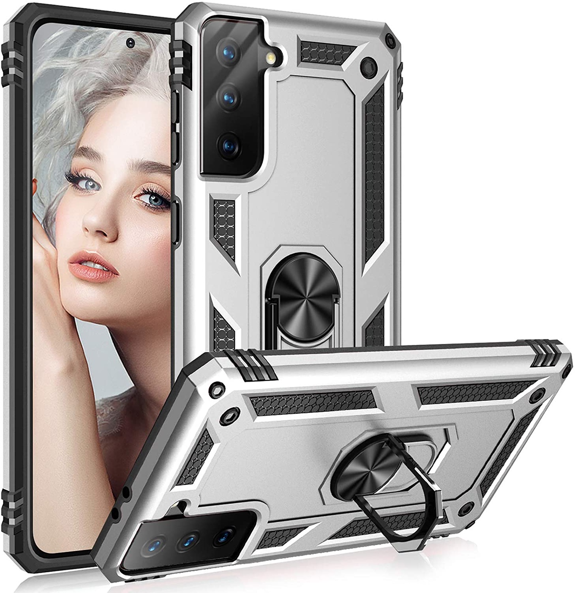 For Apple iPhone 14 Plus 6.7" Hybrid Dual Layer Ring Stand Heavy Duty Case Cover - Picture 57 of 63