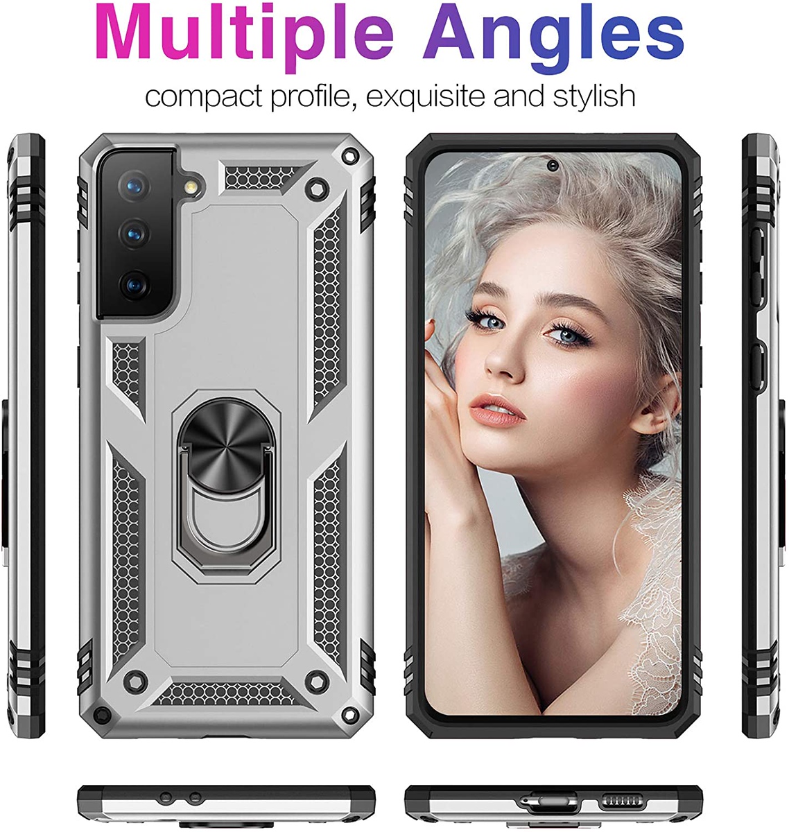 For Apple iPhone 14 Plus 6.7" Hybrid Dual Layer Ring Stand Heavy Duty Case Cover - Picture 58 of 63