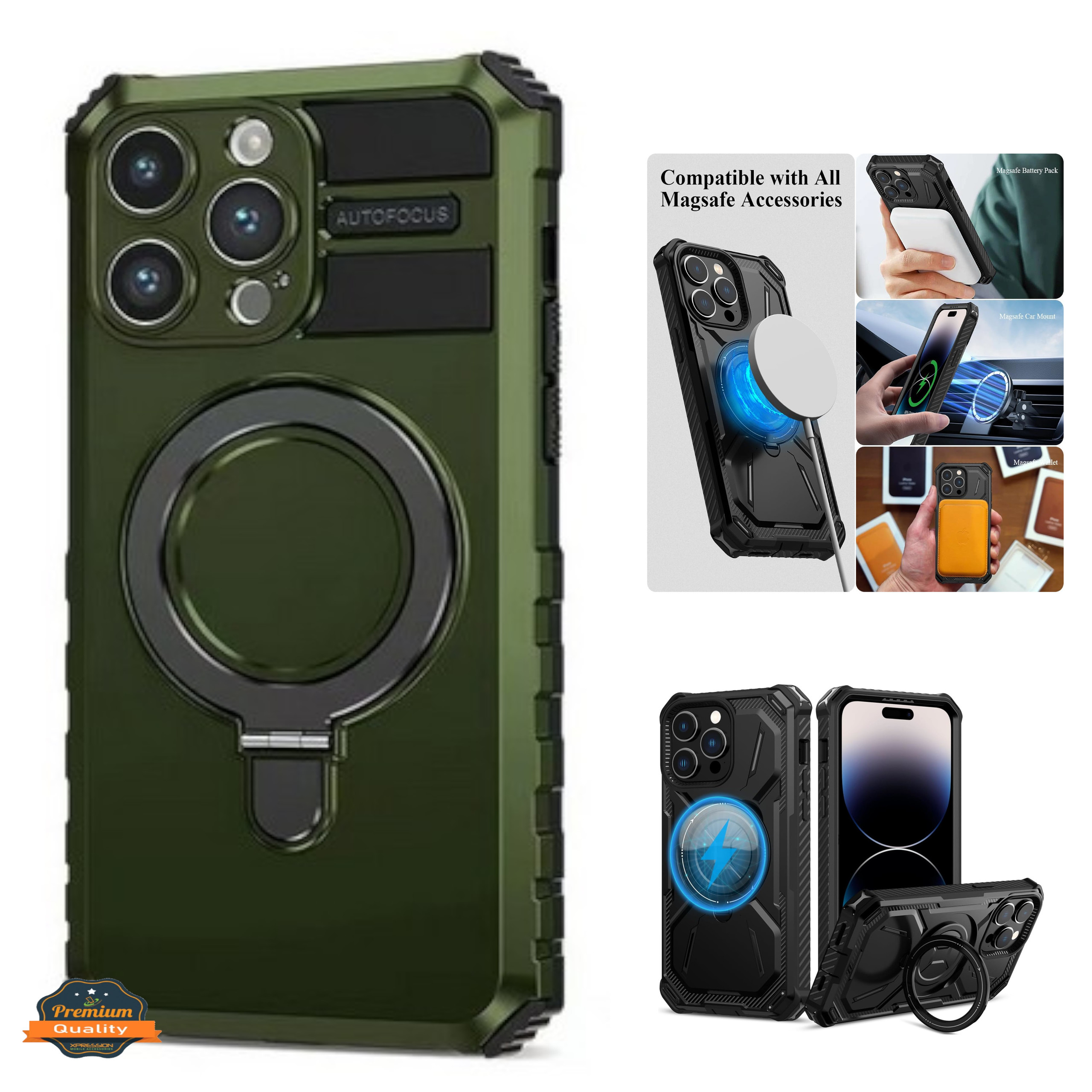 For iPhone 15 Pro Hybrid 2in1 Invisible Stand Compatible with Magsafe Case Cover - Picture 24 of 51