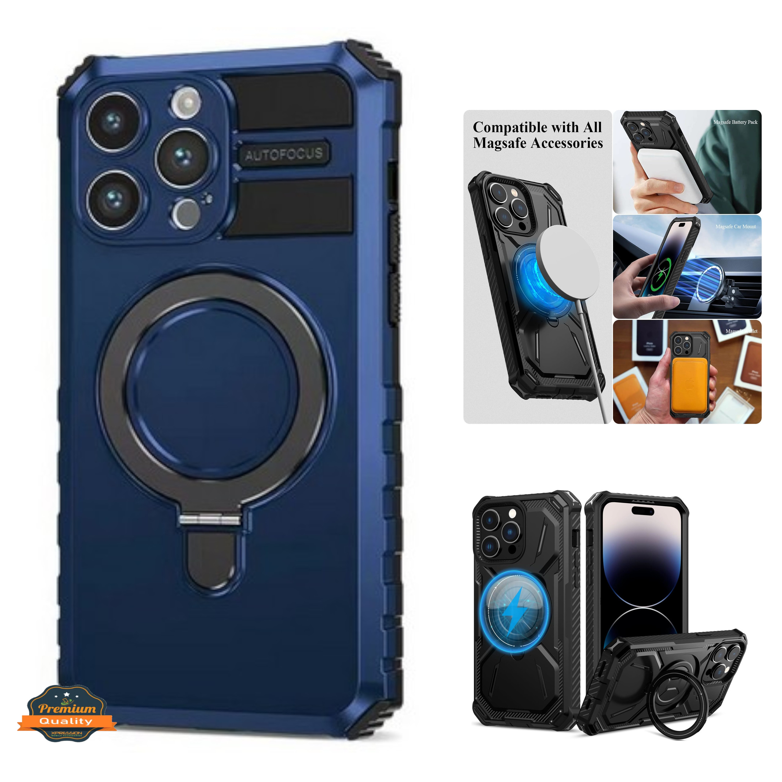 For iPhone 15 Pro Hybrid 2in1 Invisible Stand Compatible with Magsafe Case Cover - Picture 17 of 51