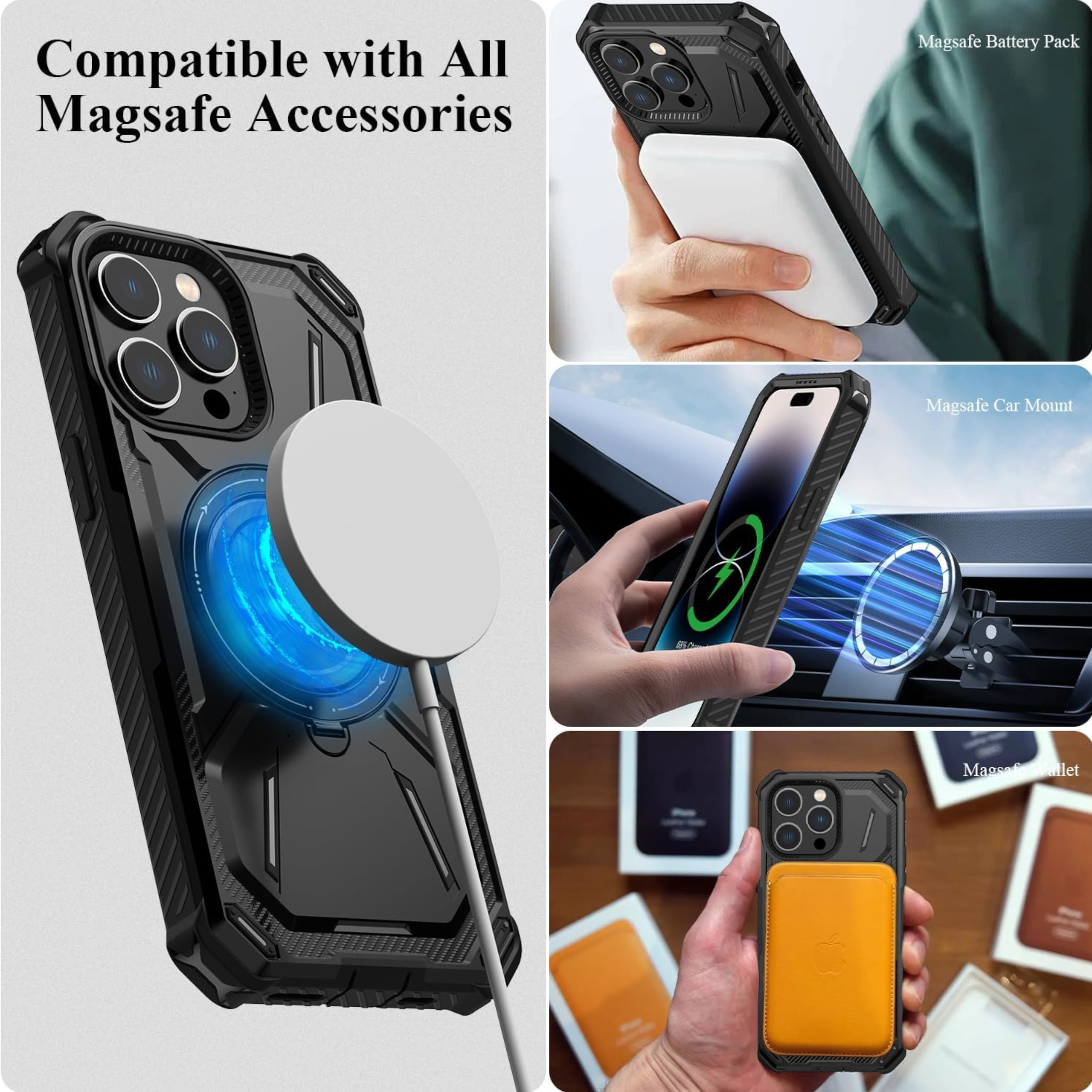 For iPhone 15 Pro Hybrid 2in1 Invisible Stand Compatible with Magsafe Case Cover - Picture 37 of 51