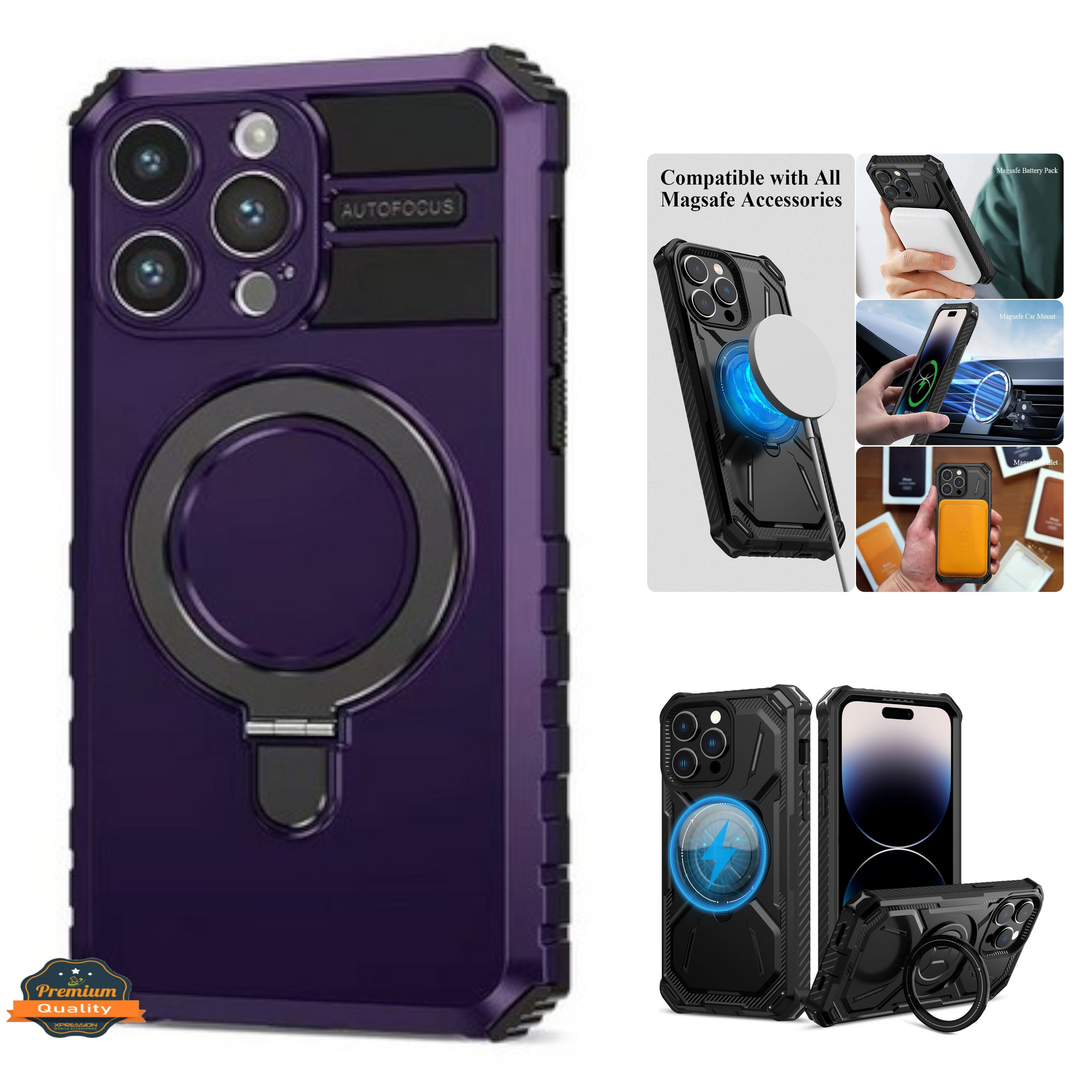 For iPhone 15 Pro Hybrid 2in1 Invisible Stand Compatible with Magsafe Case Cover - Picture 38 of 51