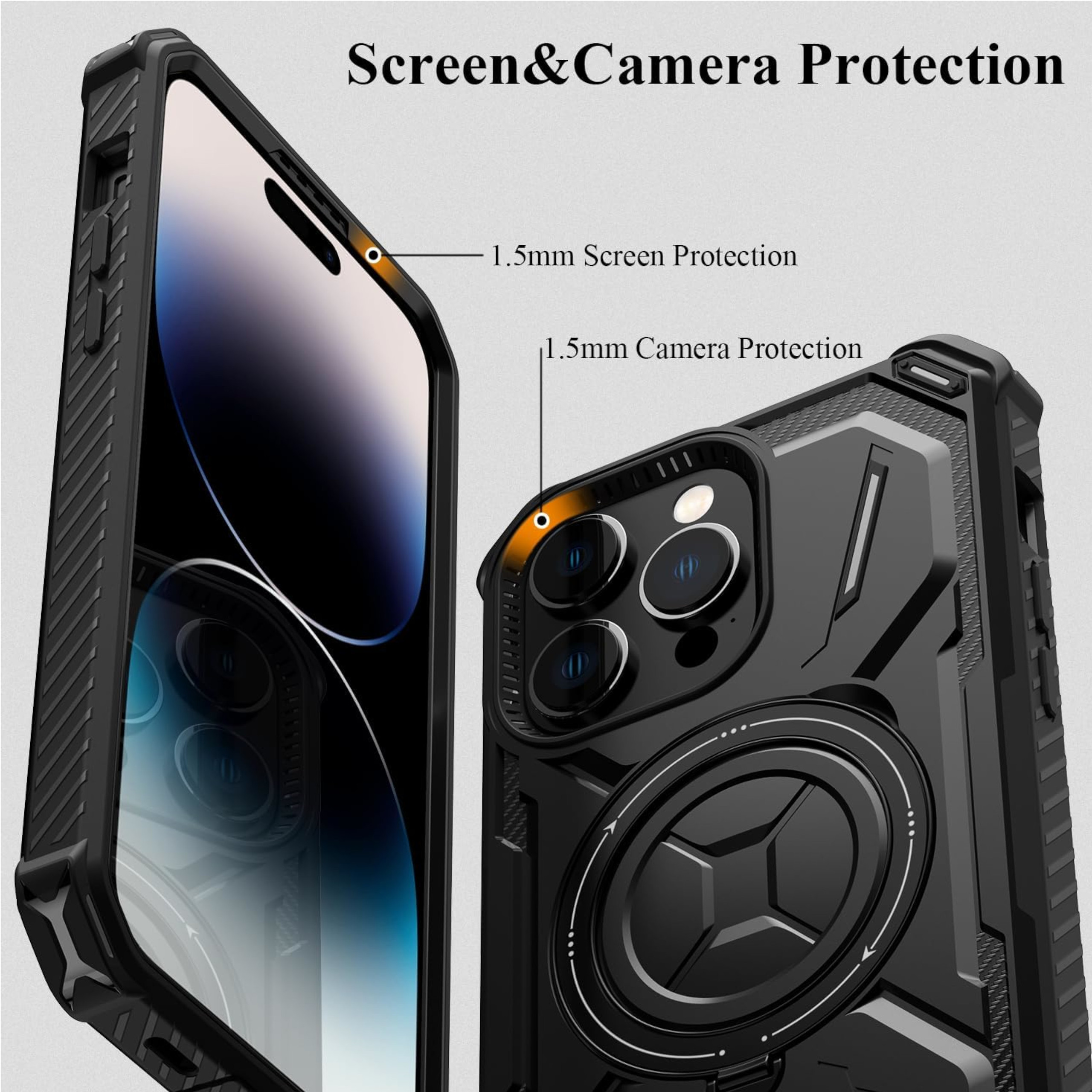 For iPhone 15 Pro Hybrid 2in1 Invisible Stand Compatible with Magsafe Case Cover - Picture 43 of 51