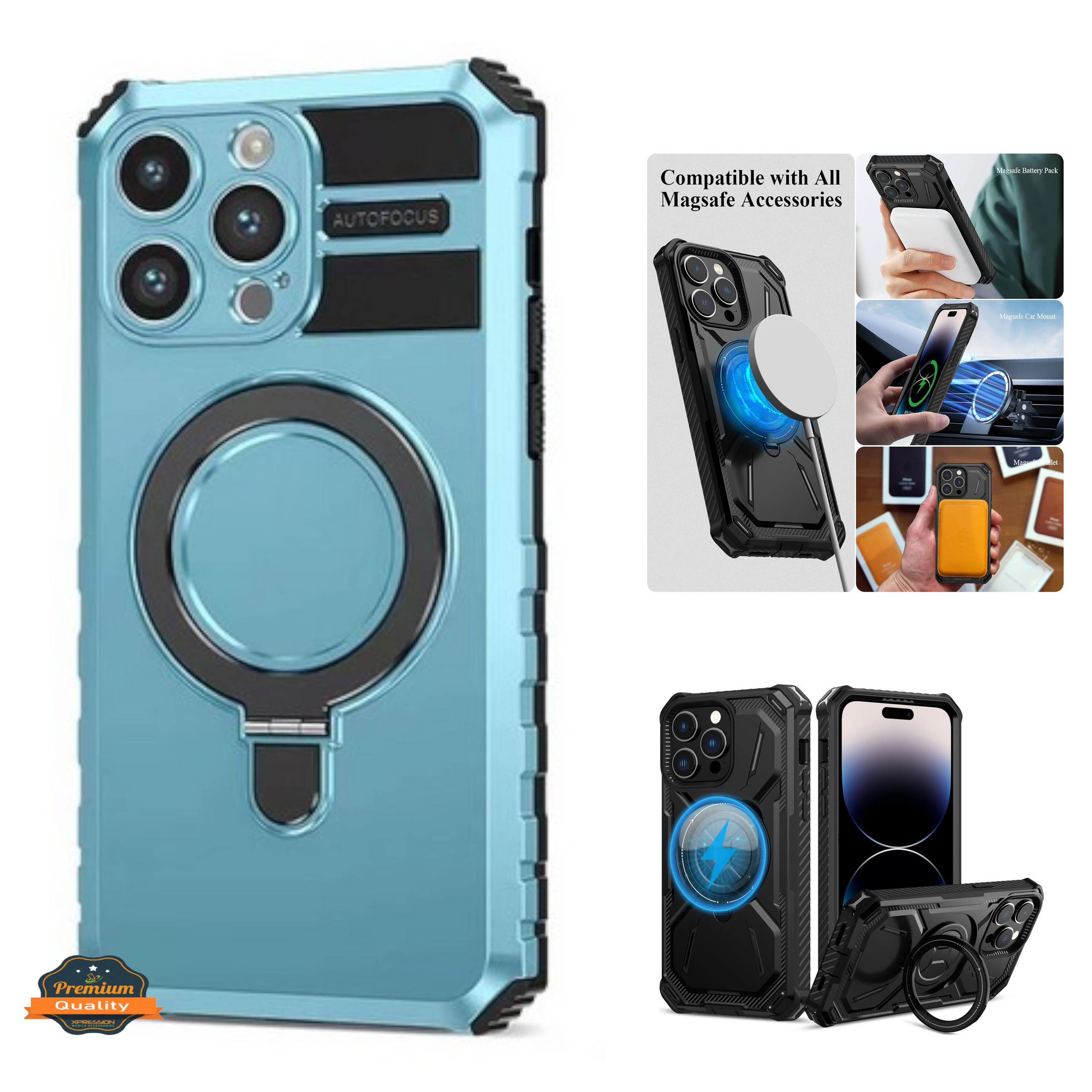 For iPhone 15 Pro Hybrid 2in1 Invisible Stand Compatible with Magsafe Case Cover - Picture 45 of 51
