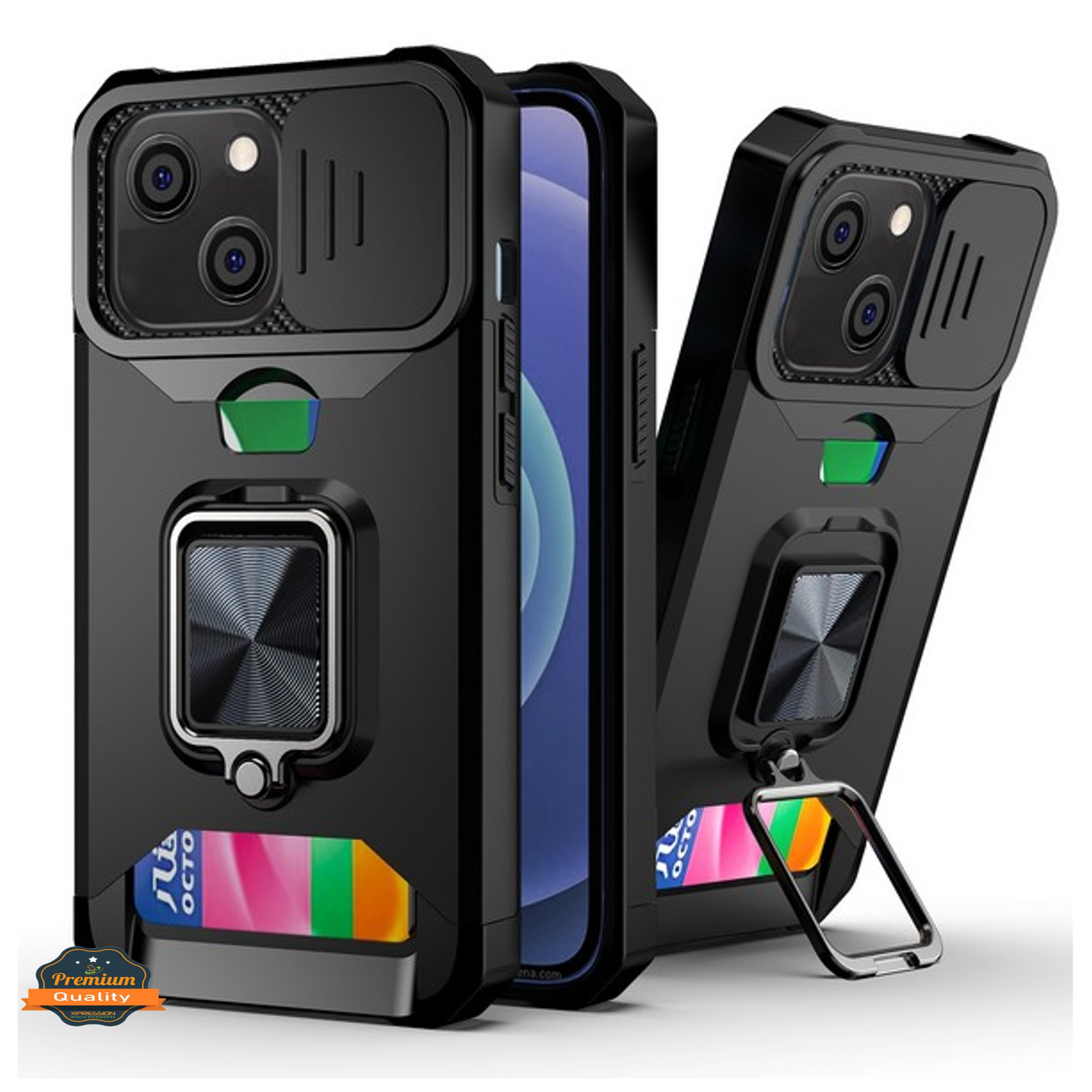 For Apple iPhone 15 Pro TPU Wallet with Card Slot Ring Stand & Camera Case Cover - Picture 12 of 51