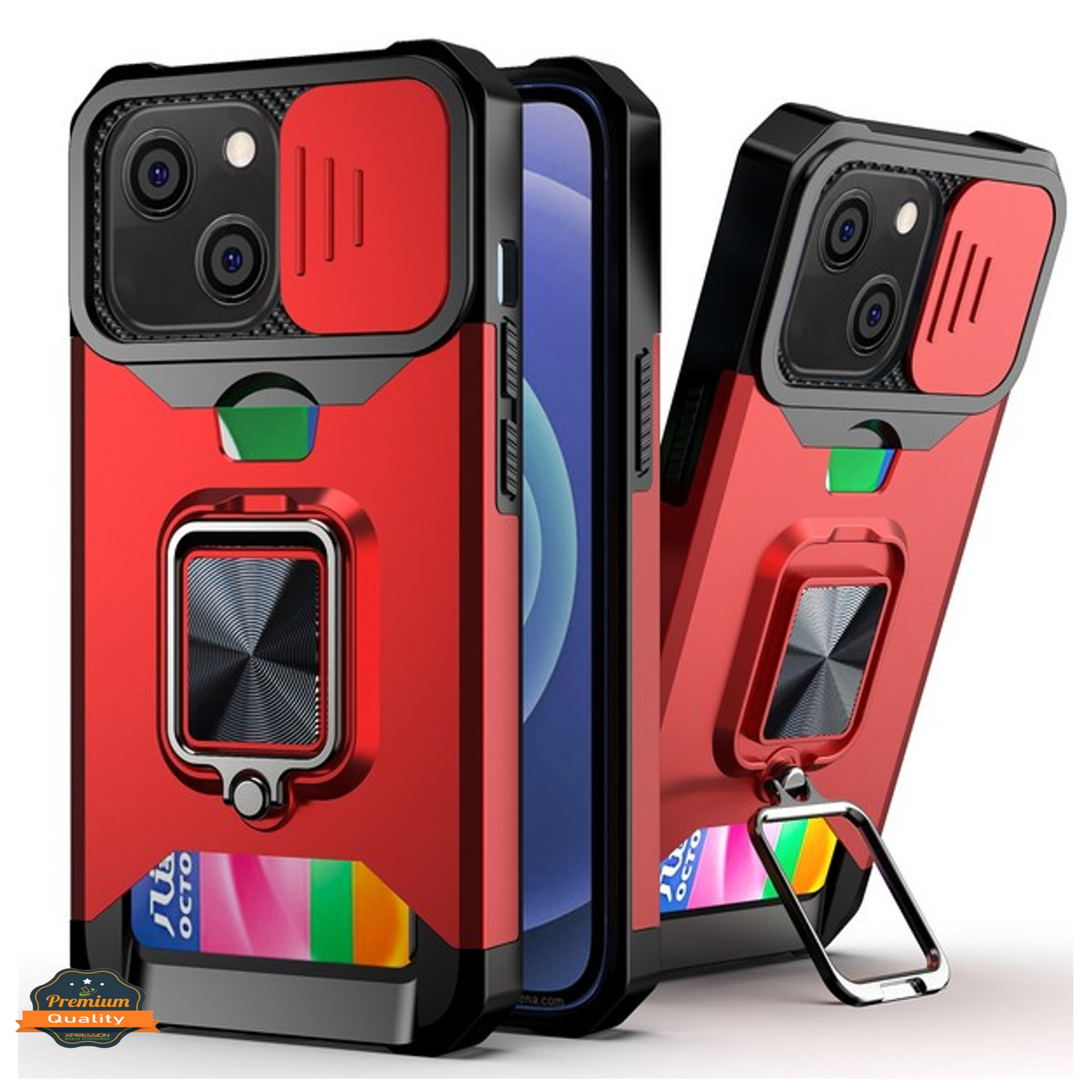 For Apple iPhone 15 Pro TPU Wallet with Card Slot Ring Stand & Camera Case Cover - Picture 32 of 51
