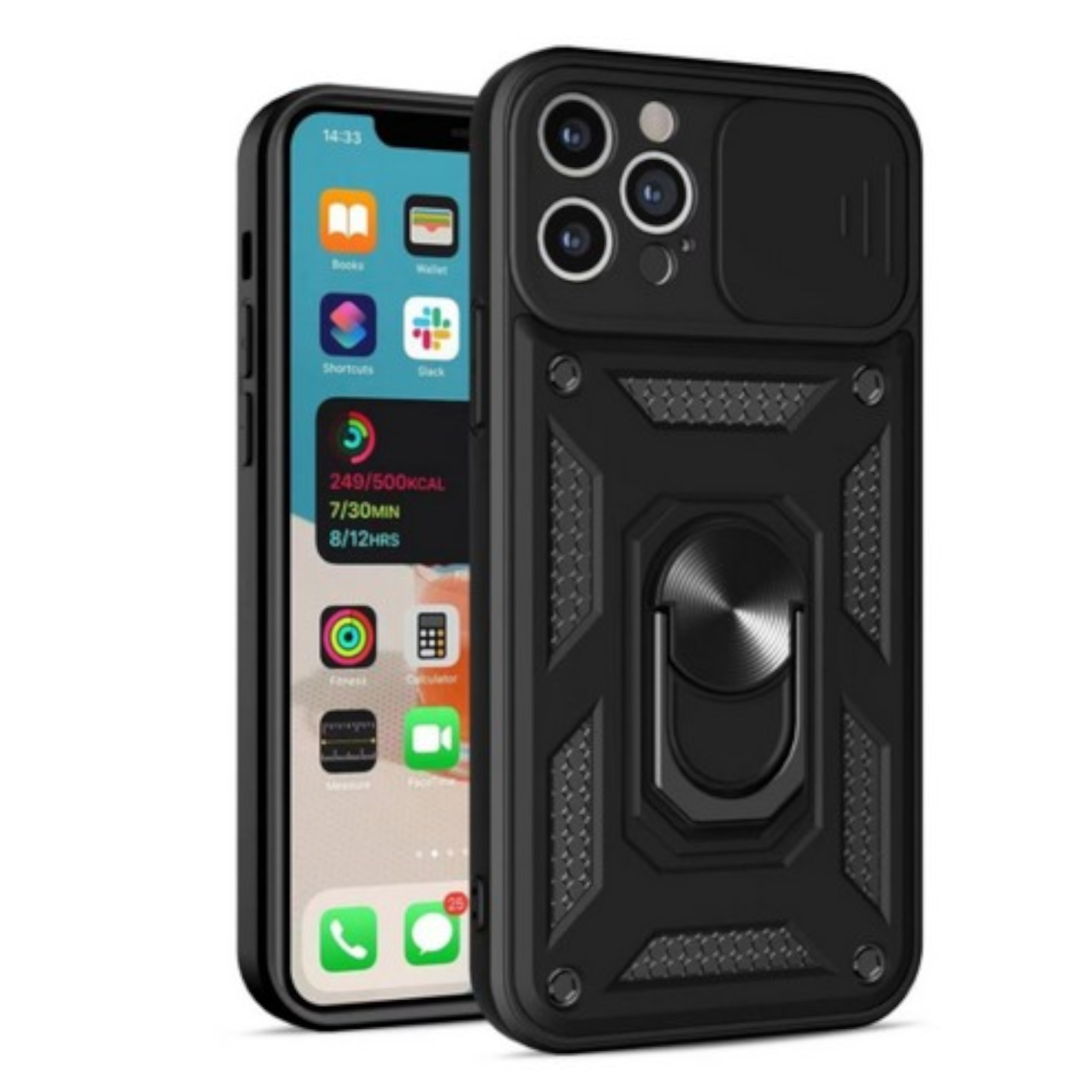 For Apple iPhone 16 Built in Camera Lens Protection & Ring Stand Case Cover - Picture 12 of 58