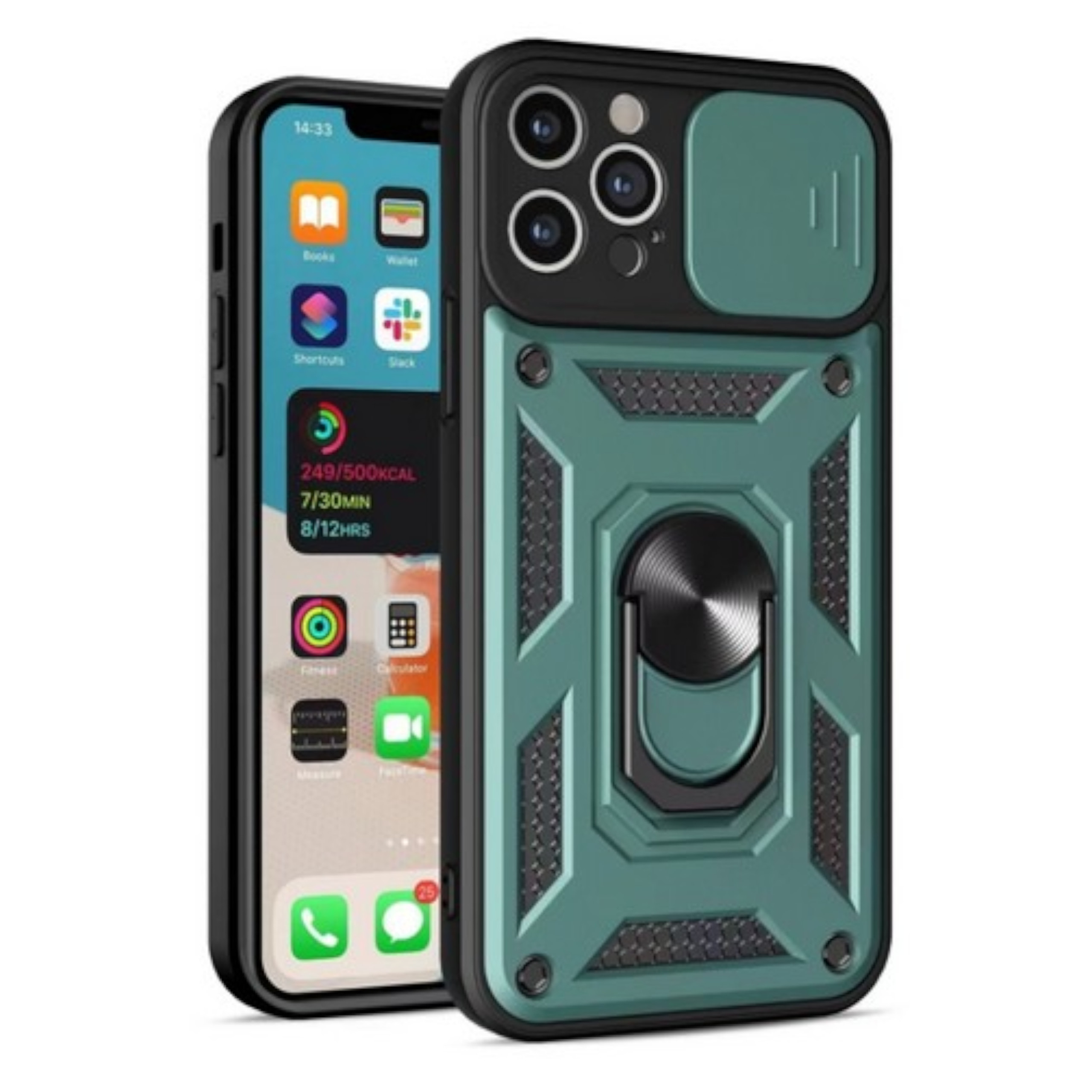 For Apple iPhone 16 Built in Camera Lens Protection & Ring Stand Case Cover - Picture 28 of 58