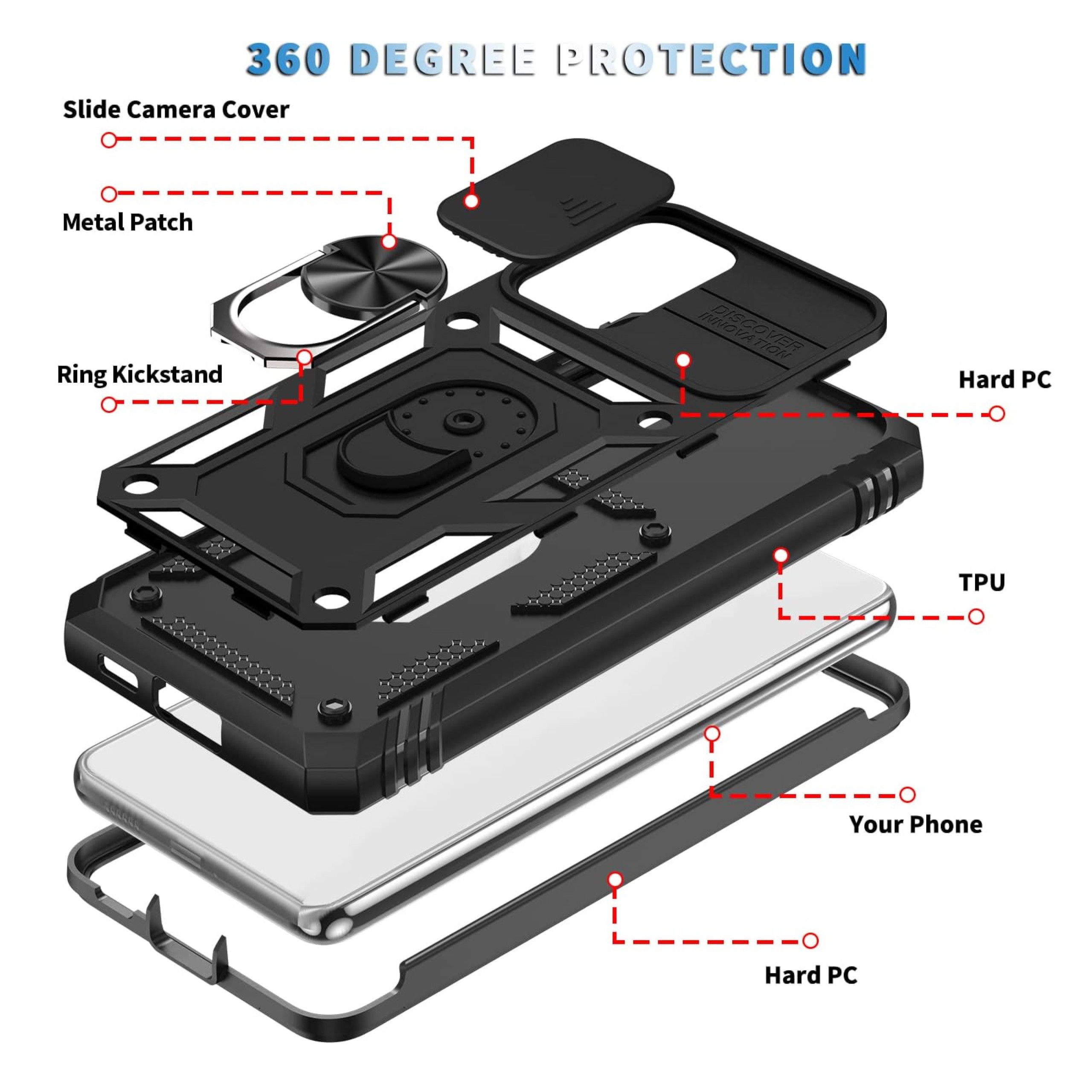 For Apple iPhone 16 Built in Camera Lens Protection & Ring Stand Case Cover - Picture 38 of 58