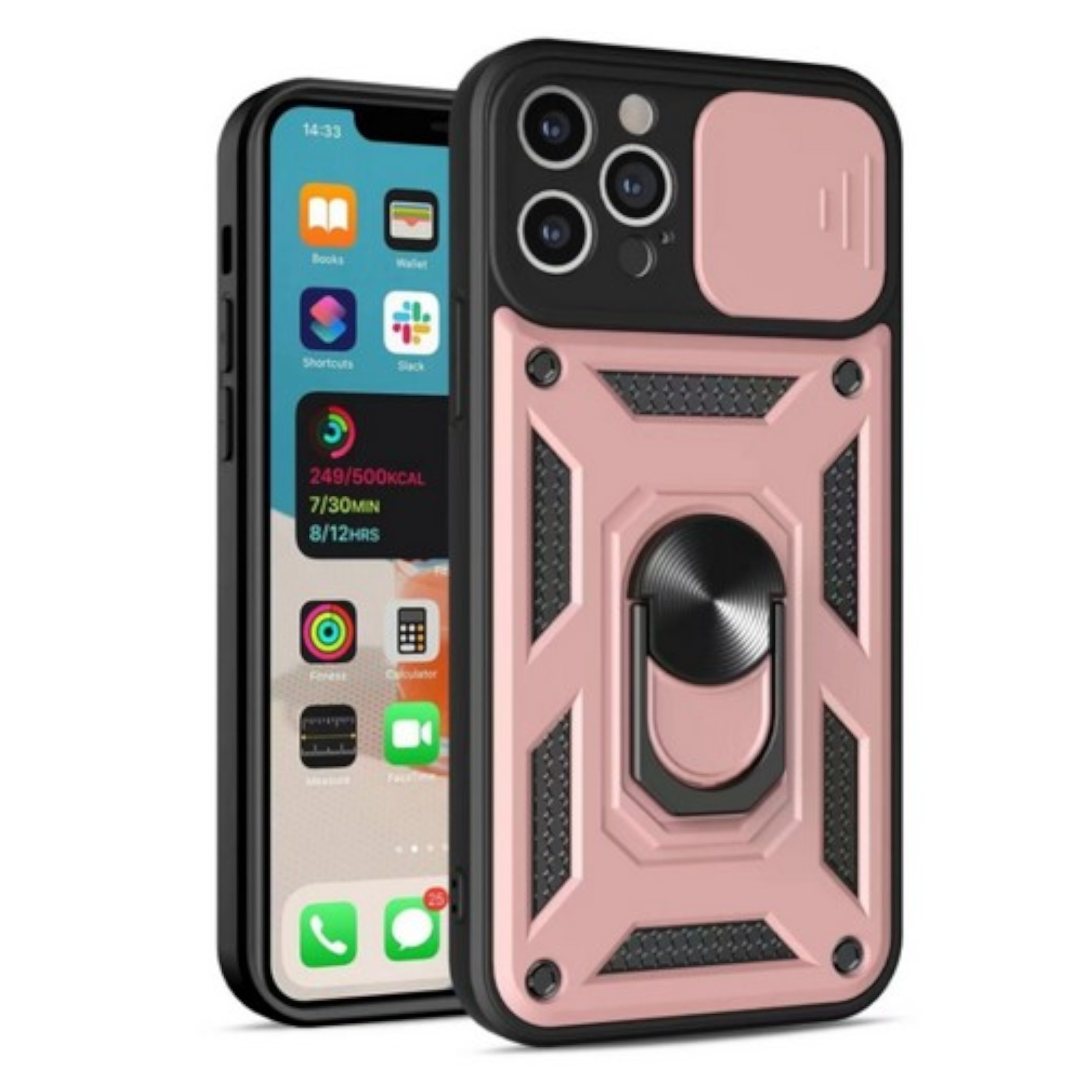 For Apple iPhone 16 Built in Camera Lens Protection & Ring Stand Case Cover - Picture 44 of 58