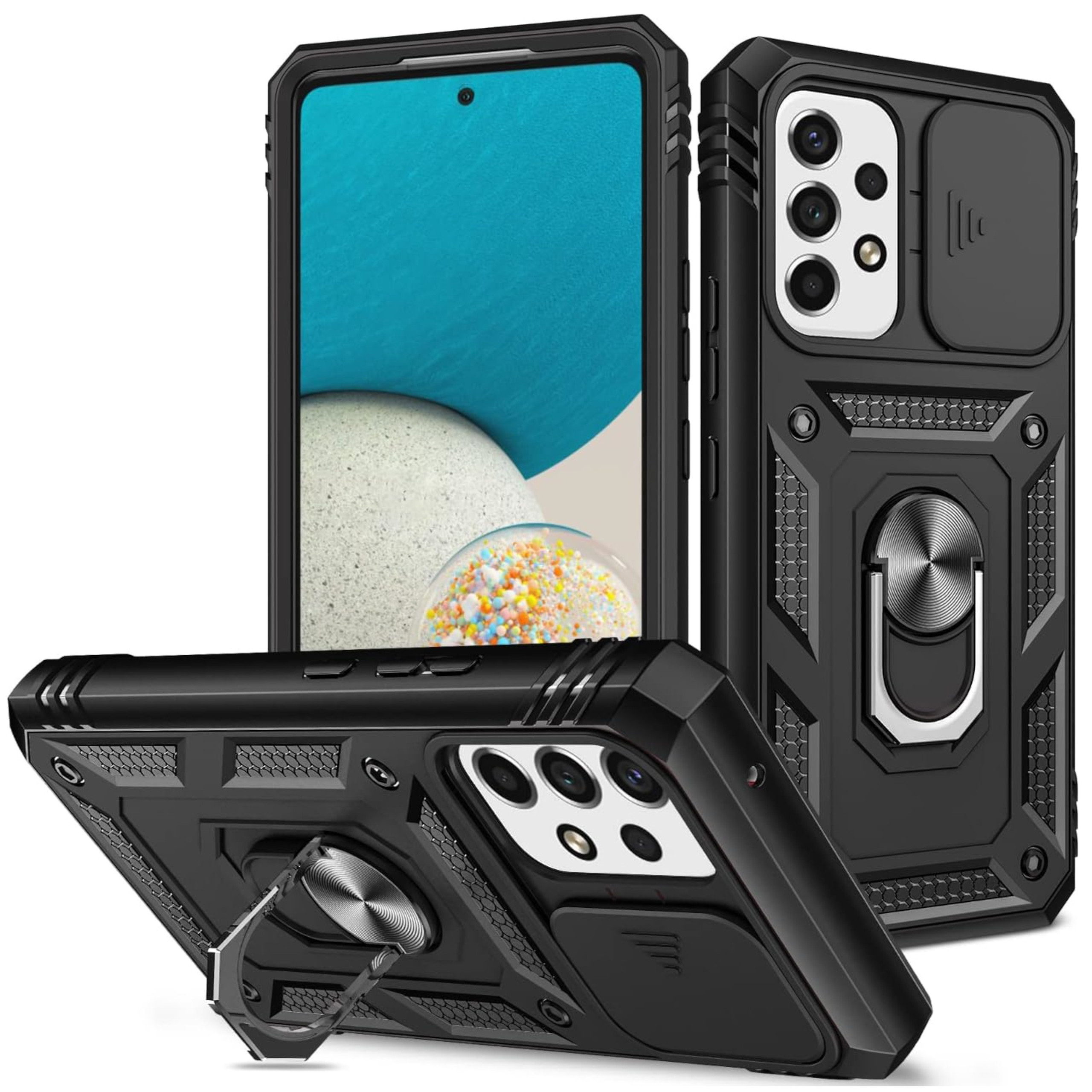 For Apple iPhone 16 Built in Camera Lens Protection & Ring Stand Case Cover - Picture 53 of 58