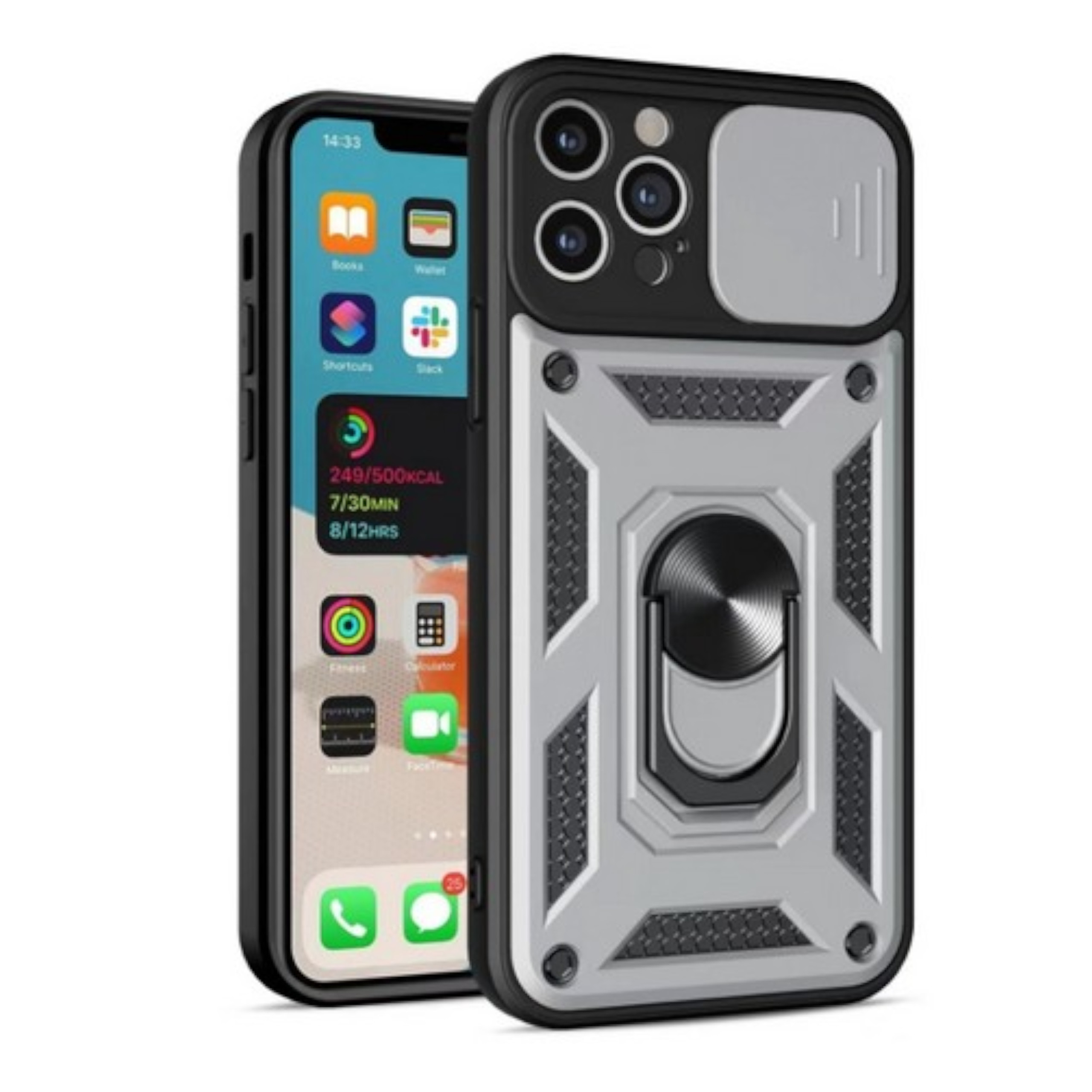 For Apple iPhone 16 Built in Camera Lens Protection & Ring Stand Case Cover - Picture 52 of 58