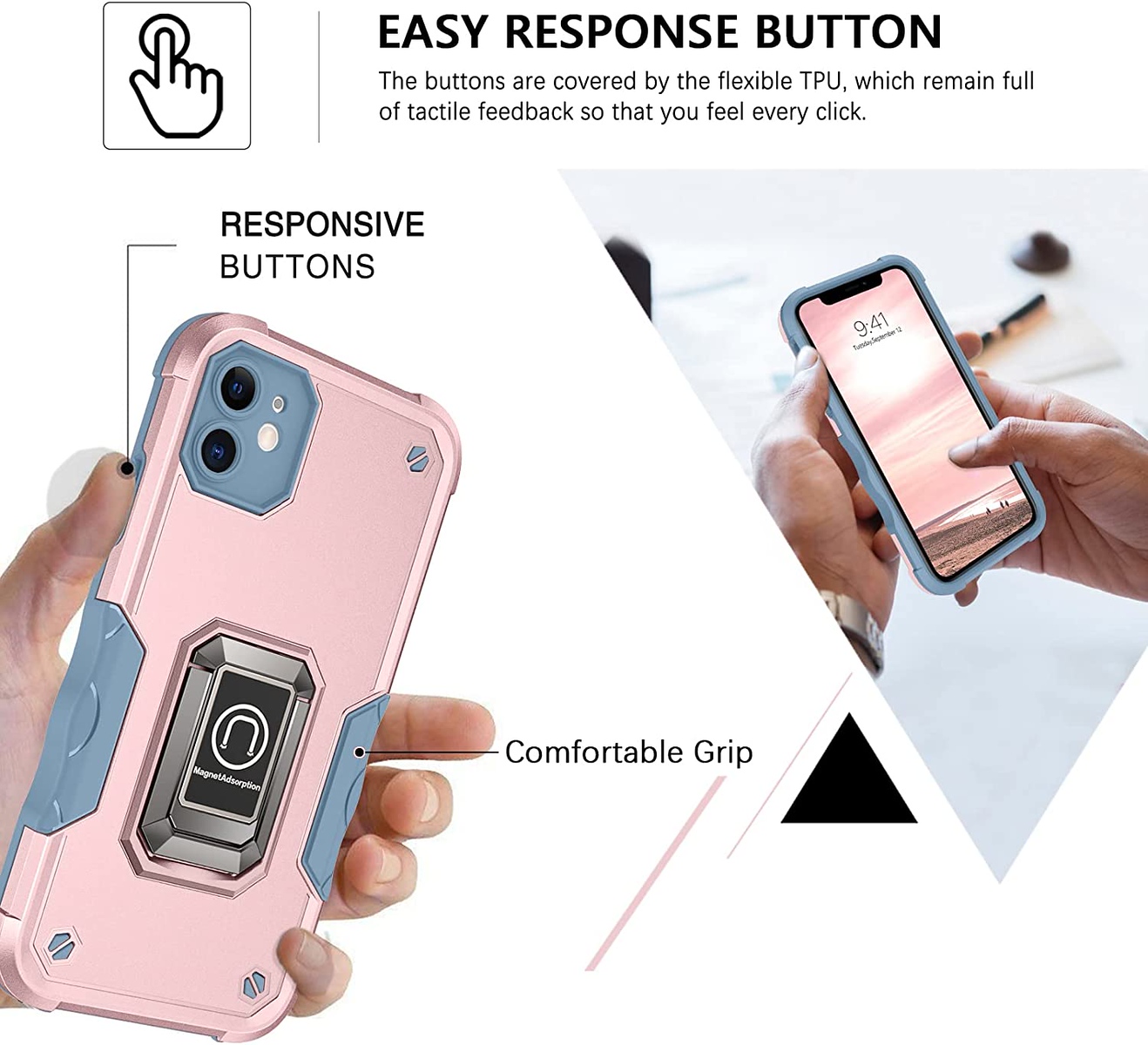 For Apple iPhone 16 Pro Hybrid 2in1 PC TPU Rugged Magnetic Ring Stand Case Cover - Picture 19 of 42