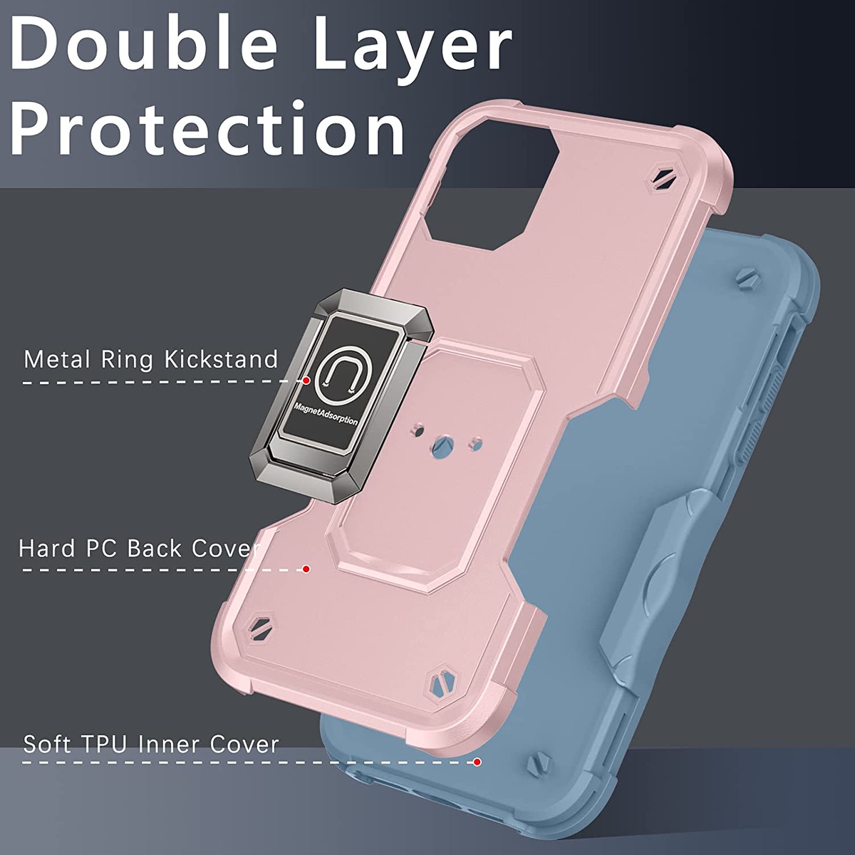 For Apple iPhone 16 Pro Hybrid 2in1 PC TPU Rugged Magnetic Ring Stand Case Cover - Picture 15 of 42