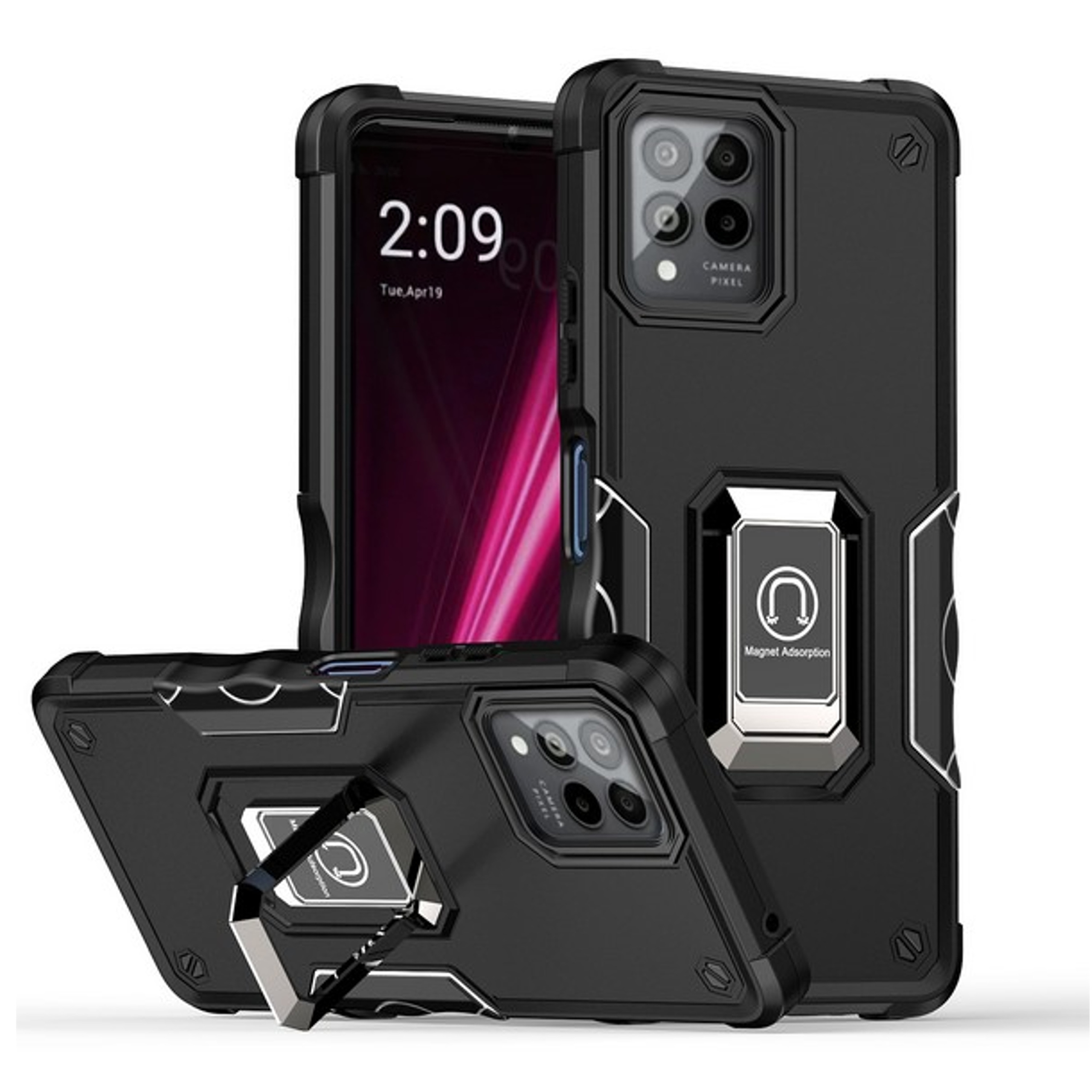 For Apple iPhone 16 Pro Hybrid 2in1 PC TPU Rugged Magnetic Ring Stand Case Cover - Picture 13 of 42