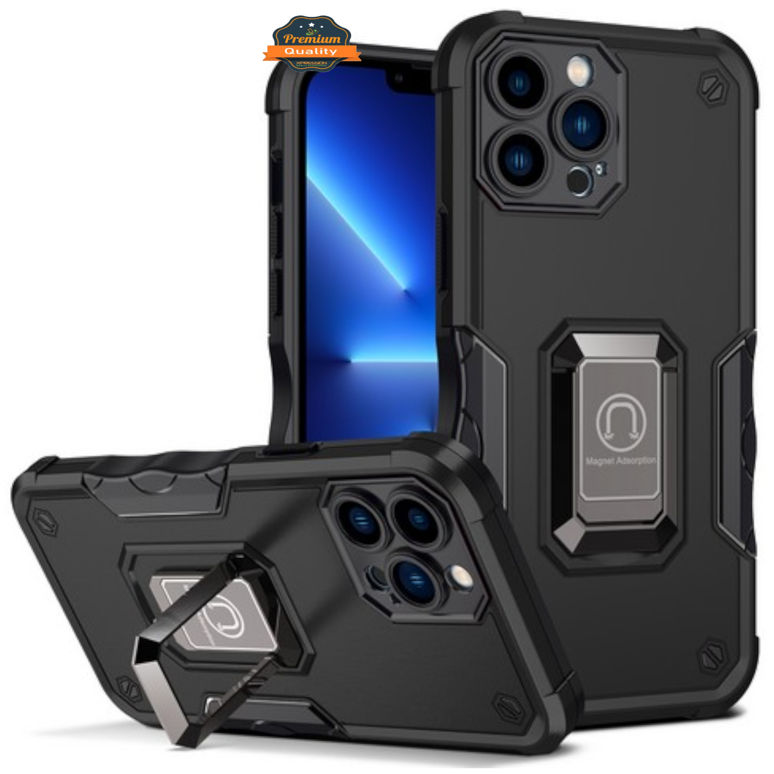 For Apple iPhone 16 Pro Hybrid 2in1 PC TPU Rugged Magnetic Ring Stand Case Cover - Picture 12 of 42