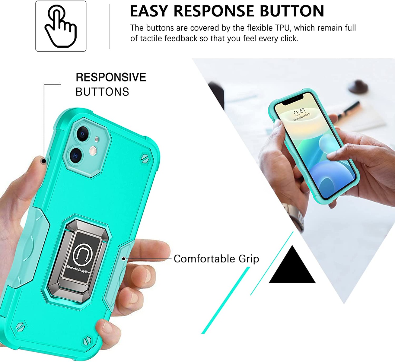 For Apple iPhone 16 Pro Hybrid 2in1 PC TPU Rugged Magnetic Ring Stand Case Cover - Picture 26 of 42