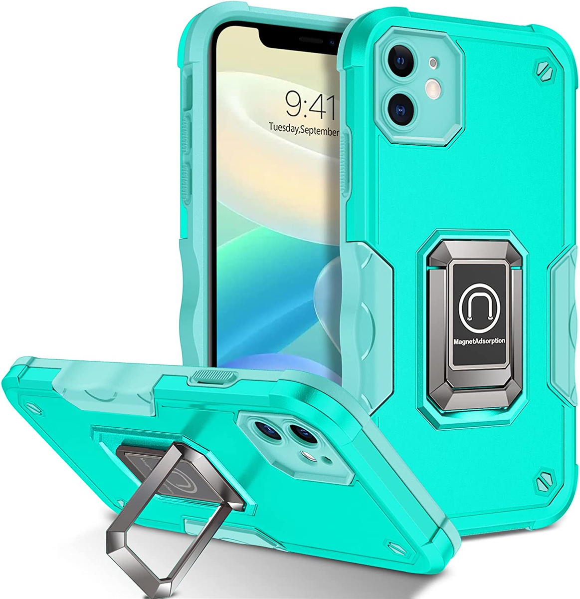 For Apple iPhone 16 Pro Hybrid 2in1 PC TPU Rugged Magnetic Ring Stand Case Cover - Picture 25 of 42