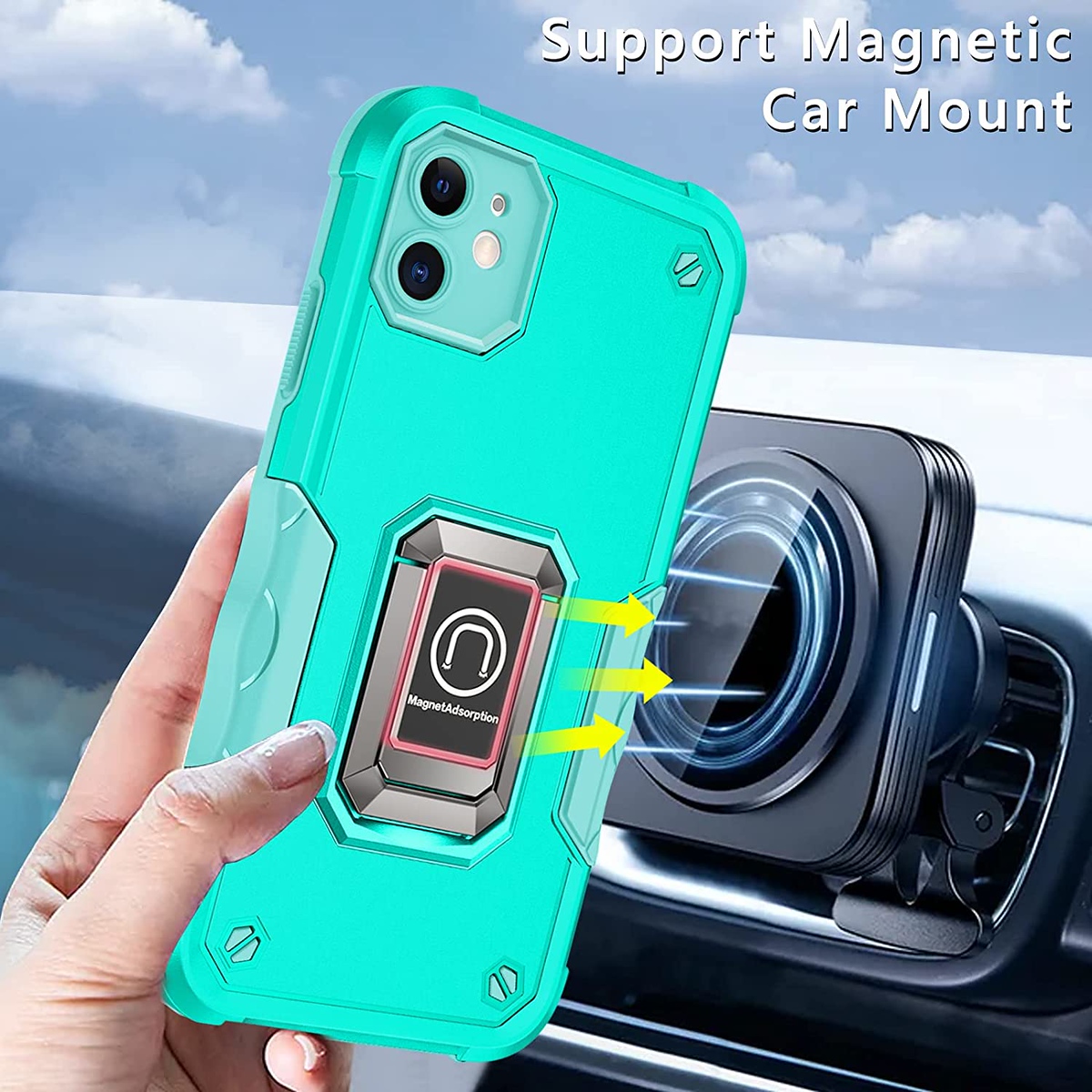 For Apple iPhone 16 Pro Hybrid 2in1 PC TPU Rugged Magnetic Ring Stand Case Cover - Picture 27 of 42
