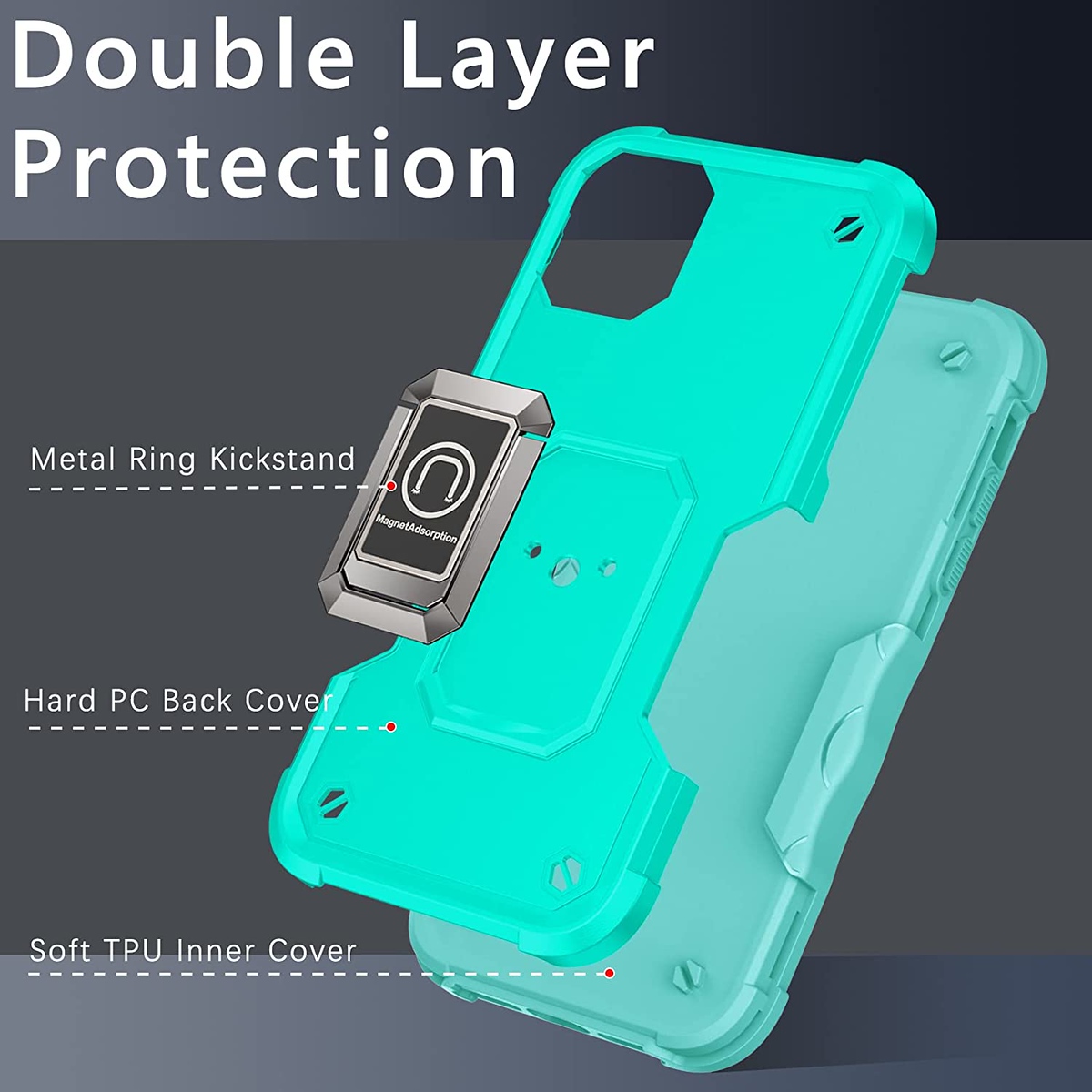 For Apple iPhone 16 Pro Hybrid 2in1 PC TPU Rugged Magnetic Ring Stand Case Cover - Picture 28 of 42