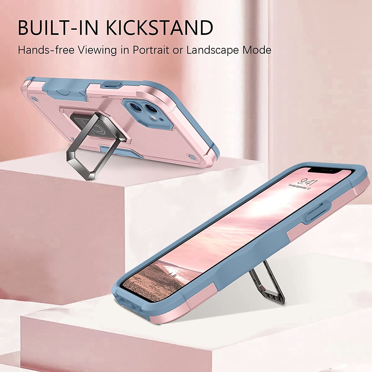 For Apple iPhone 16 Pro Hybrid 2in1 PC TPU Rugged Magnetic Ring Stand Case Cover - Picture 41 of 42
