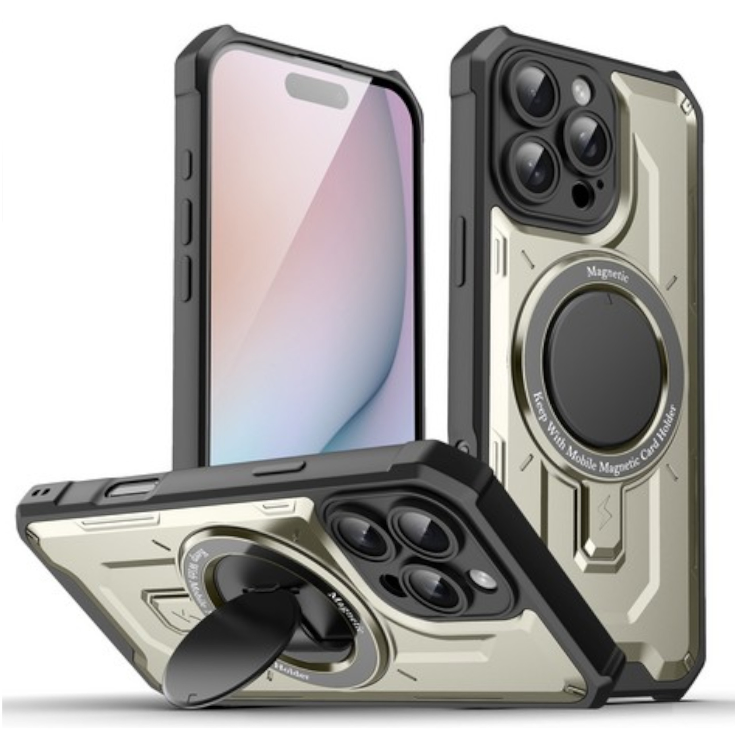 For iPhone 16 Pro Max Hybrid Folding Stand Compatible with