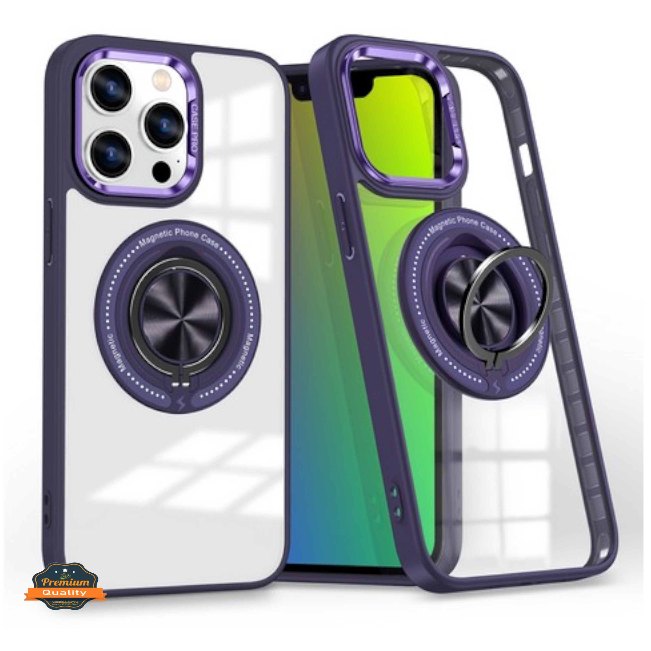 For Apple iPhone 16 Pro Max Hybrid Magnetic 360° Rotate Ring