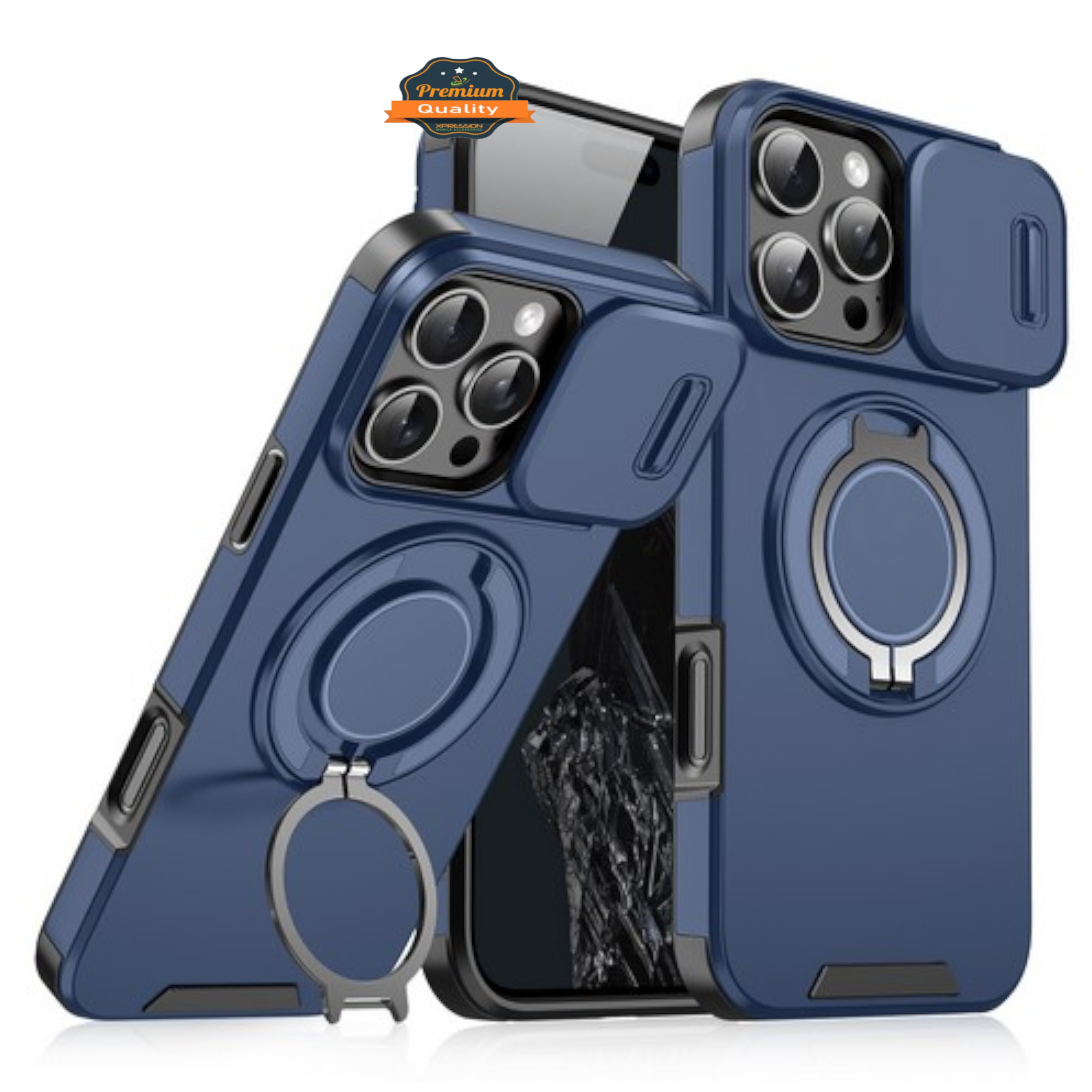 For Apple iPhone 16 Plus Hybrid Magnetic Ring Stand with Camera Slide Case Cover - Picture 15 of 34