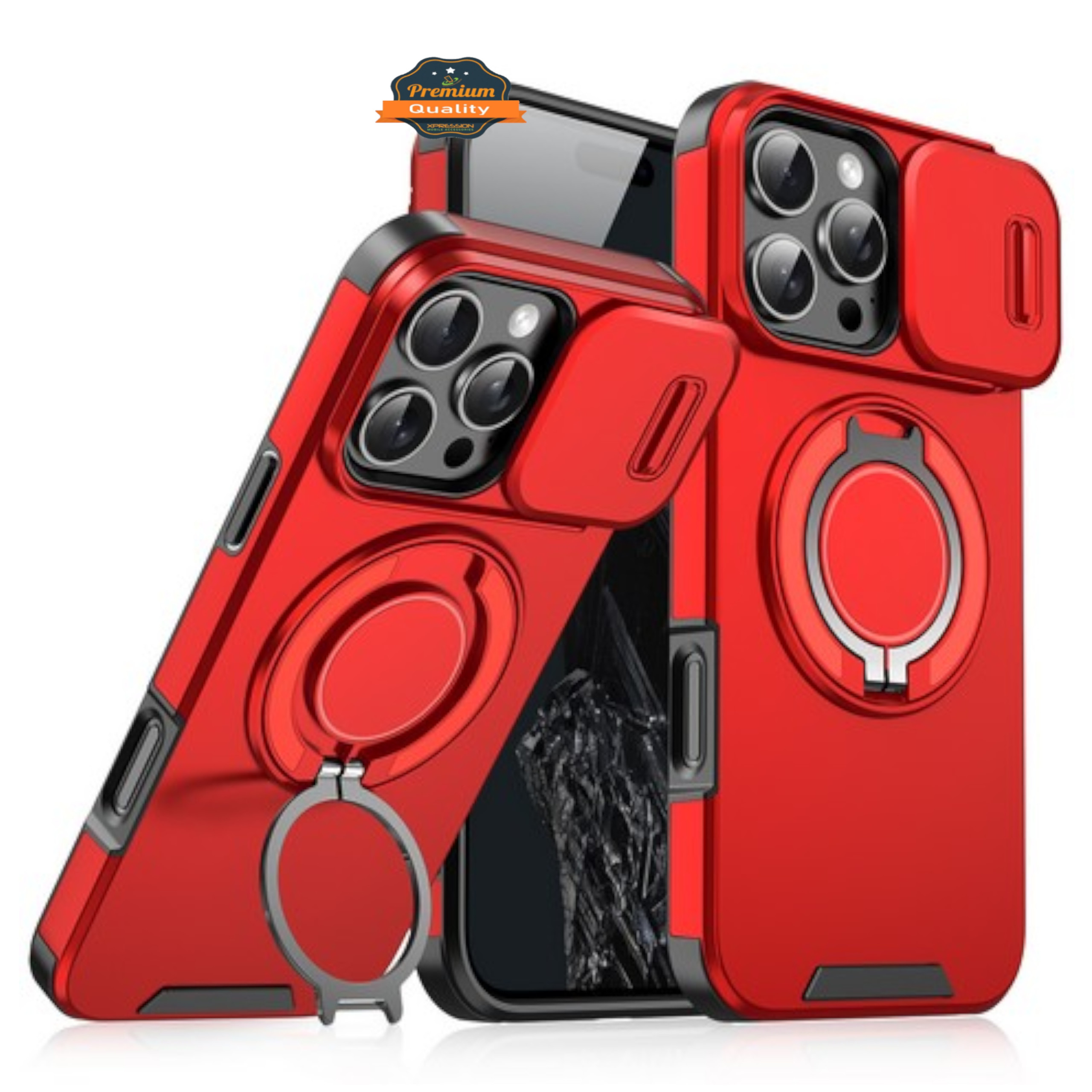 For Apple iPhone 16 Plus Hybrid Magnetic Ring Stand with Camera Slide Case Cover - Picture 20 of 34