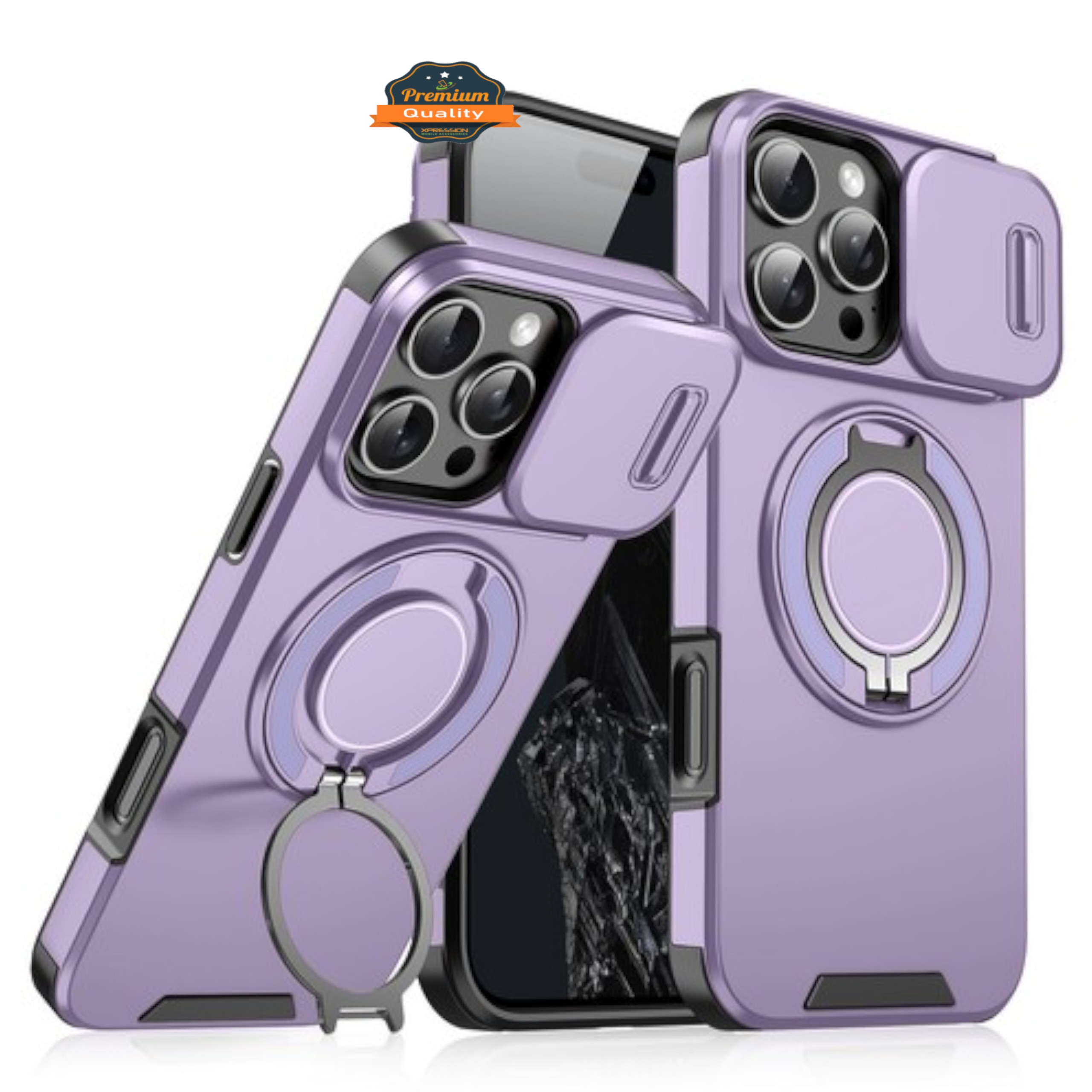 For Apple iPhone 16 Plus Hybrid Magnetic Ring Stand with Camera Slide Case Cover - Picture 25 of 34