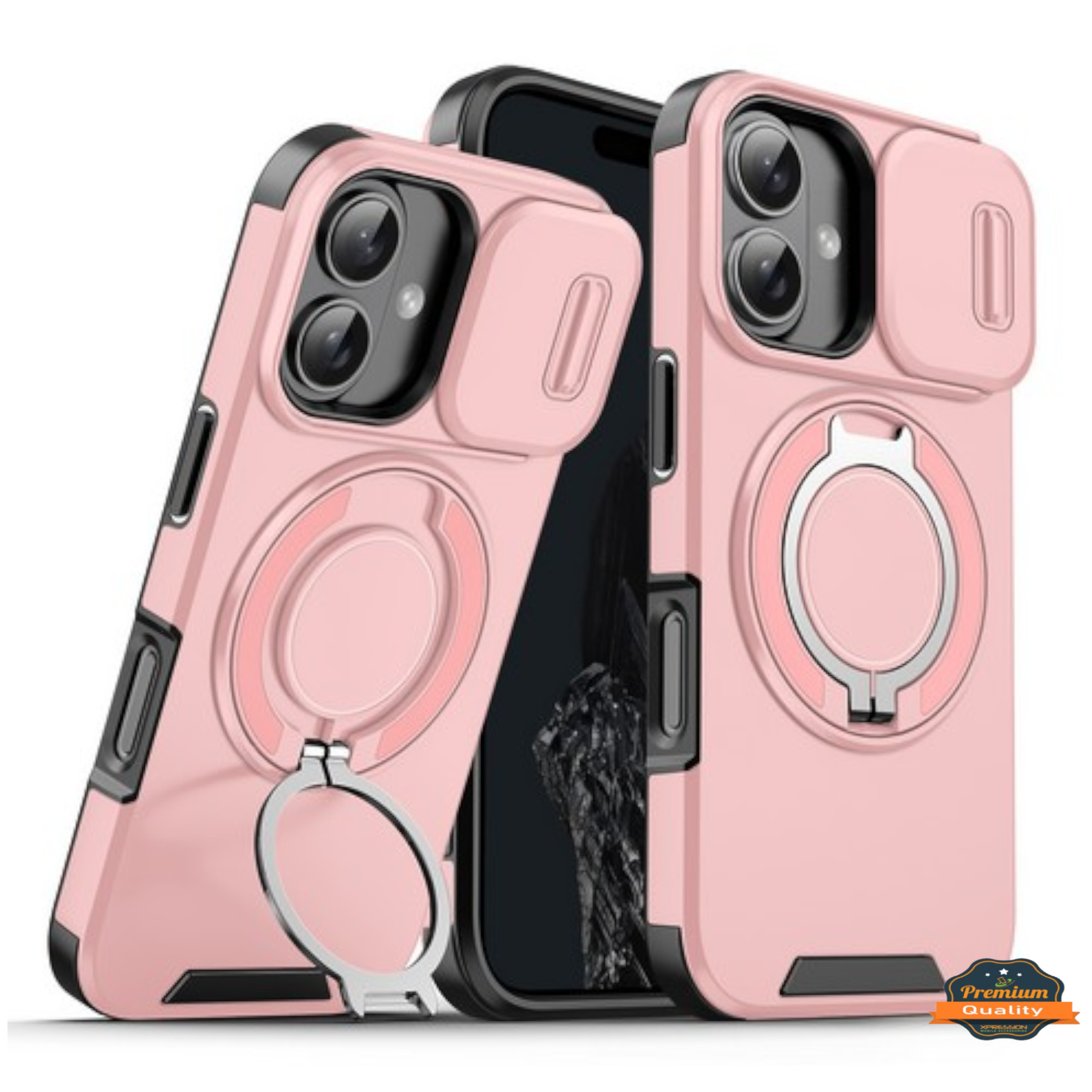 For Apple iPhone 16 Plus Hybrid Magnetic Ring Stand with Camera Slide Case Cover - Picture 32 of 34