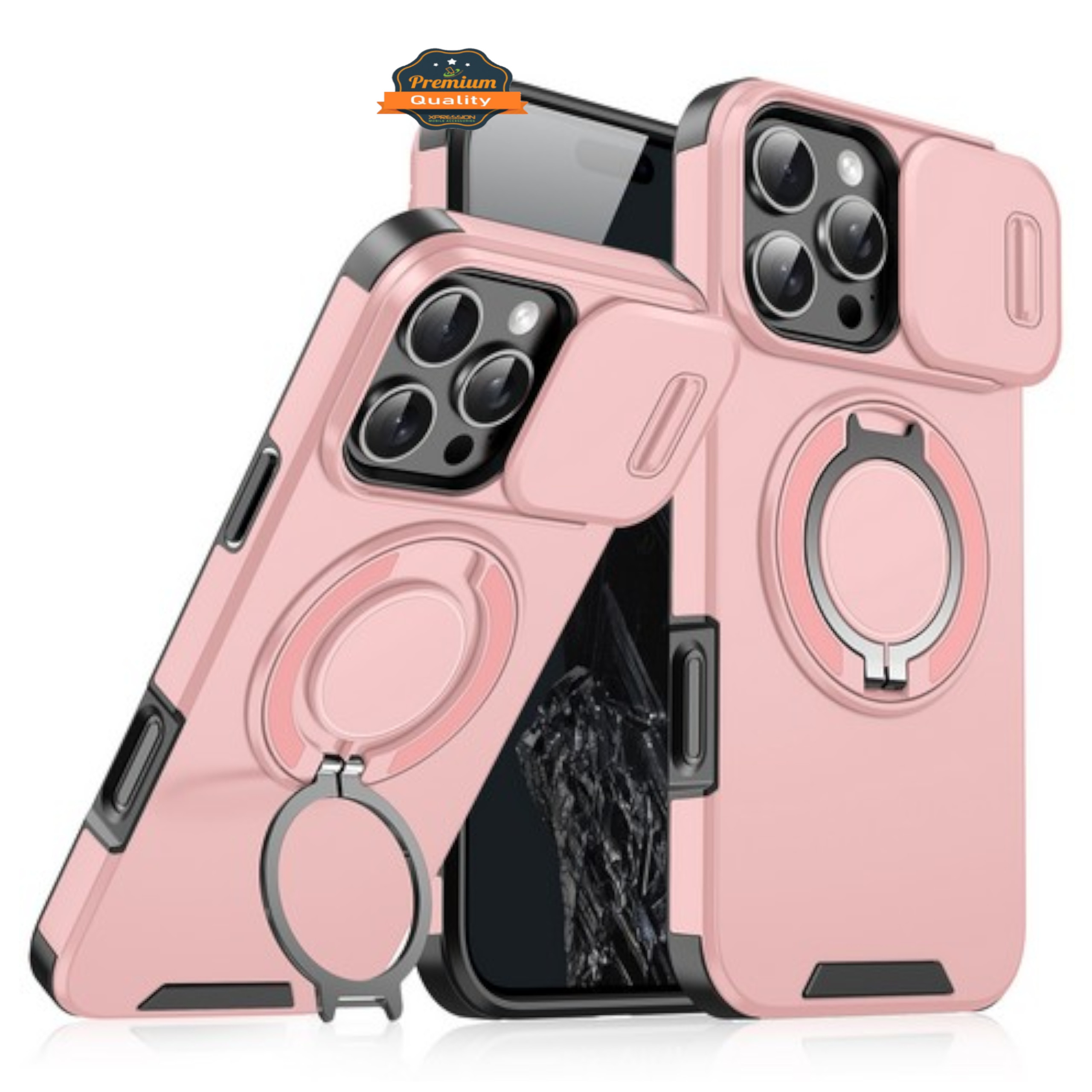 For Apple iPhone 16 Plus Hybrid Magnetic Ring Stand with Camera Slide Case Cover - Picture 30 of 34