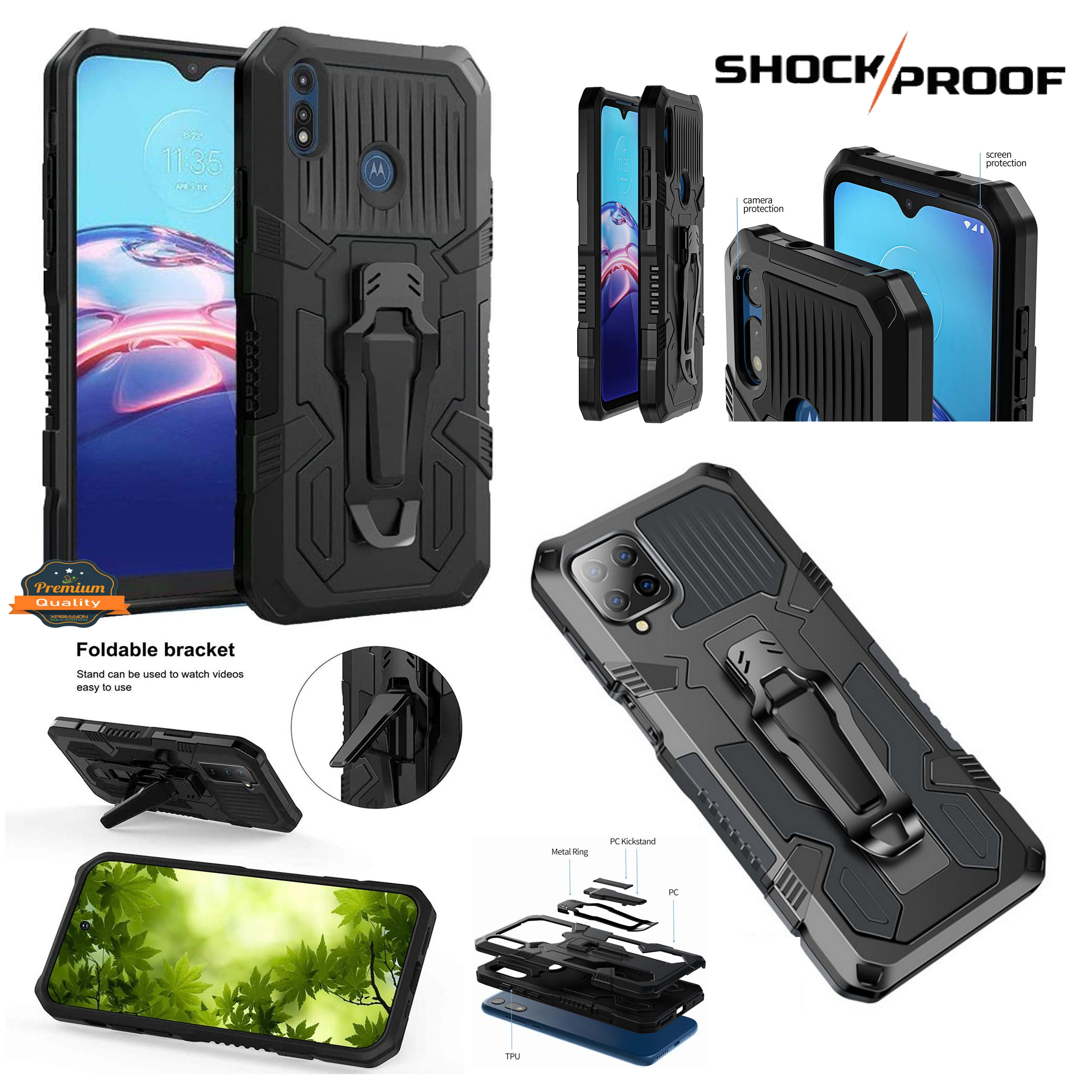 For Motorola Moto G Power 2021 Hybrid Belt Clip & Kickstand 2in1 Hard Case Cover - 第 13/45 張圖片